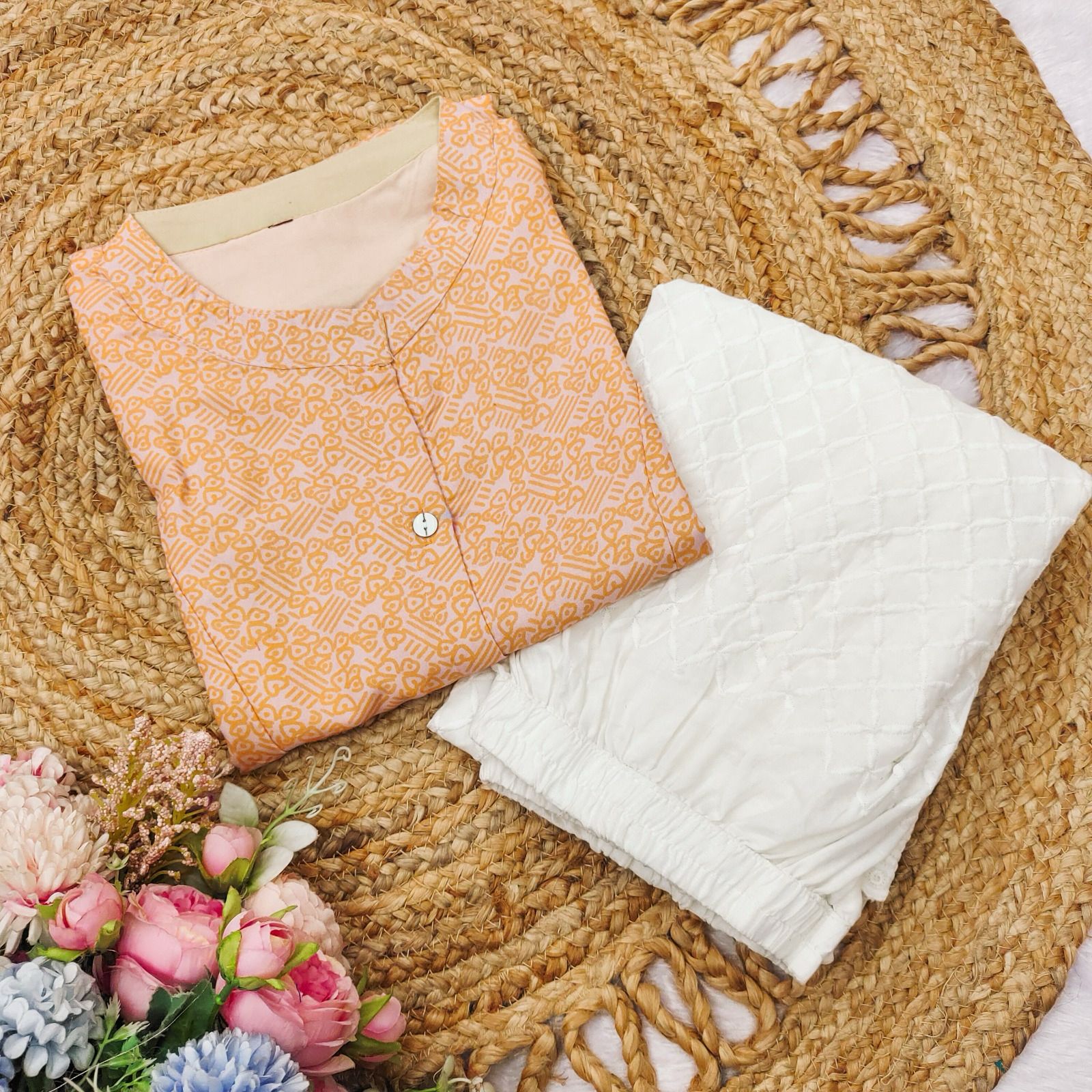 Elegant Floral Printed Sleeveless Long Kurti for Women