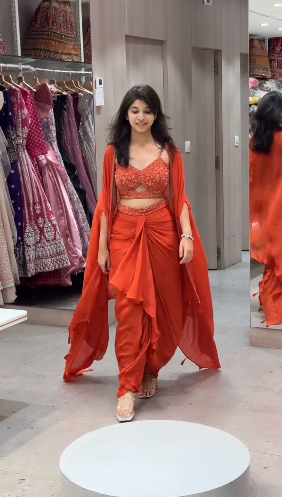 Ready to wear dhoti style with srug and Unstich choli