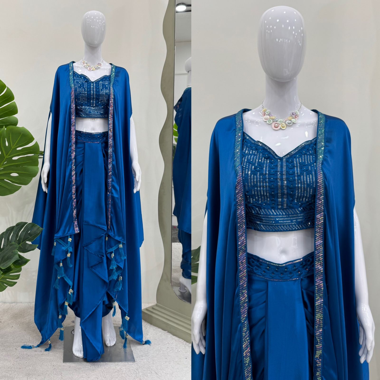 Ready to wear dhoti style with srug and Unstich choli