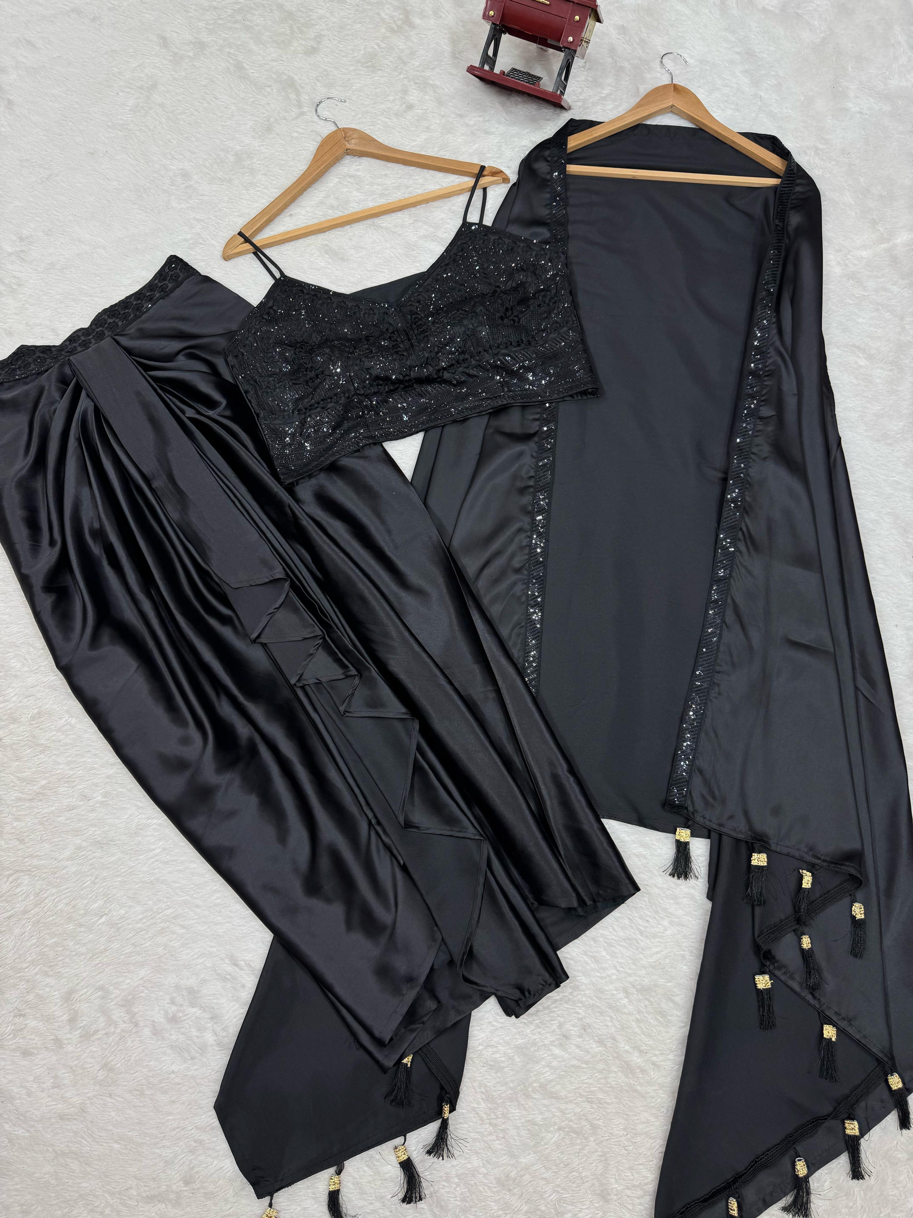 Ready to wear dhoti style with srug and Unstich choli