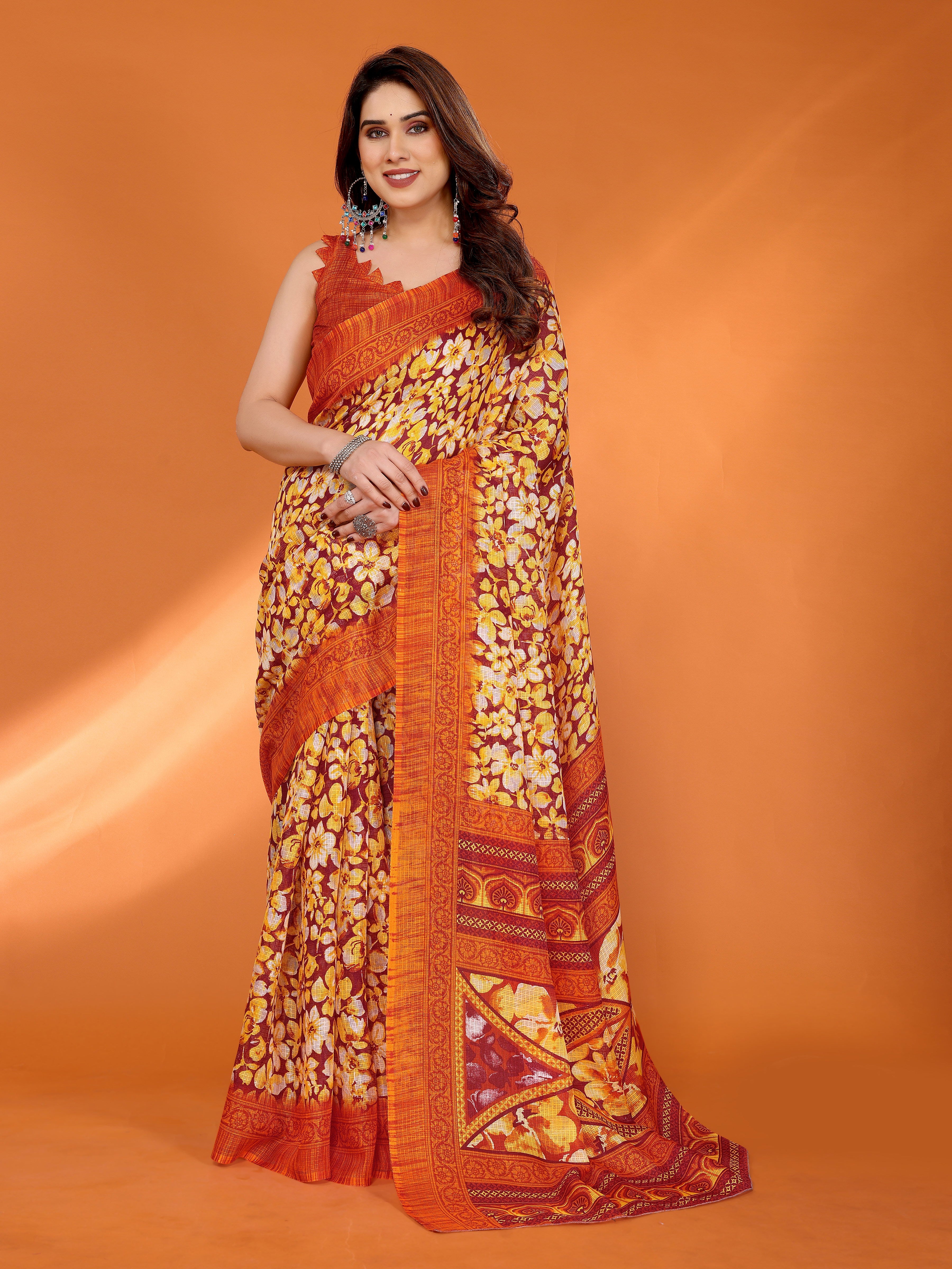 Elegant  Floral Printed Saree