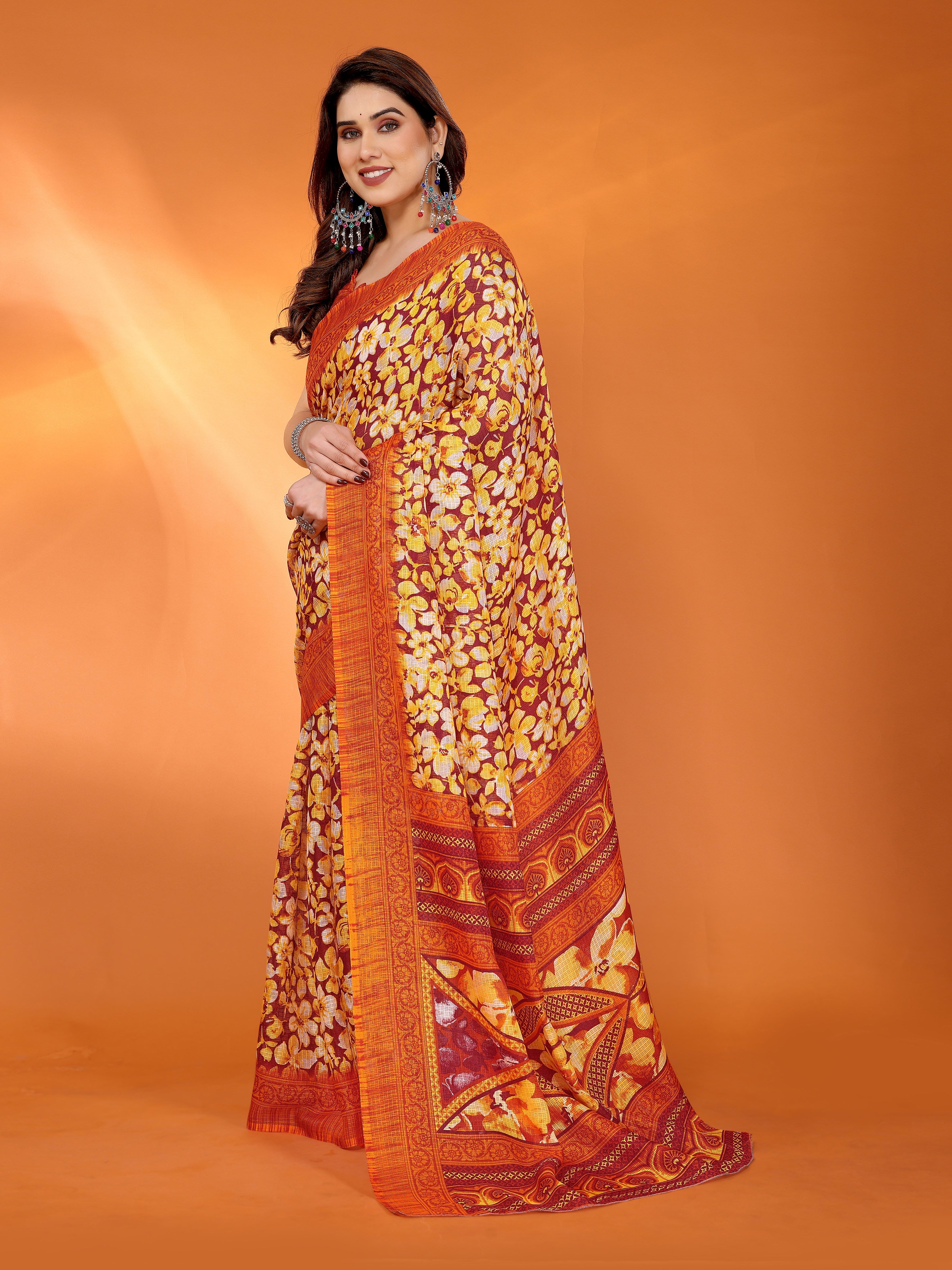 Elegant  Floral Printed Saree