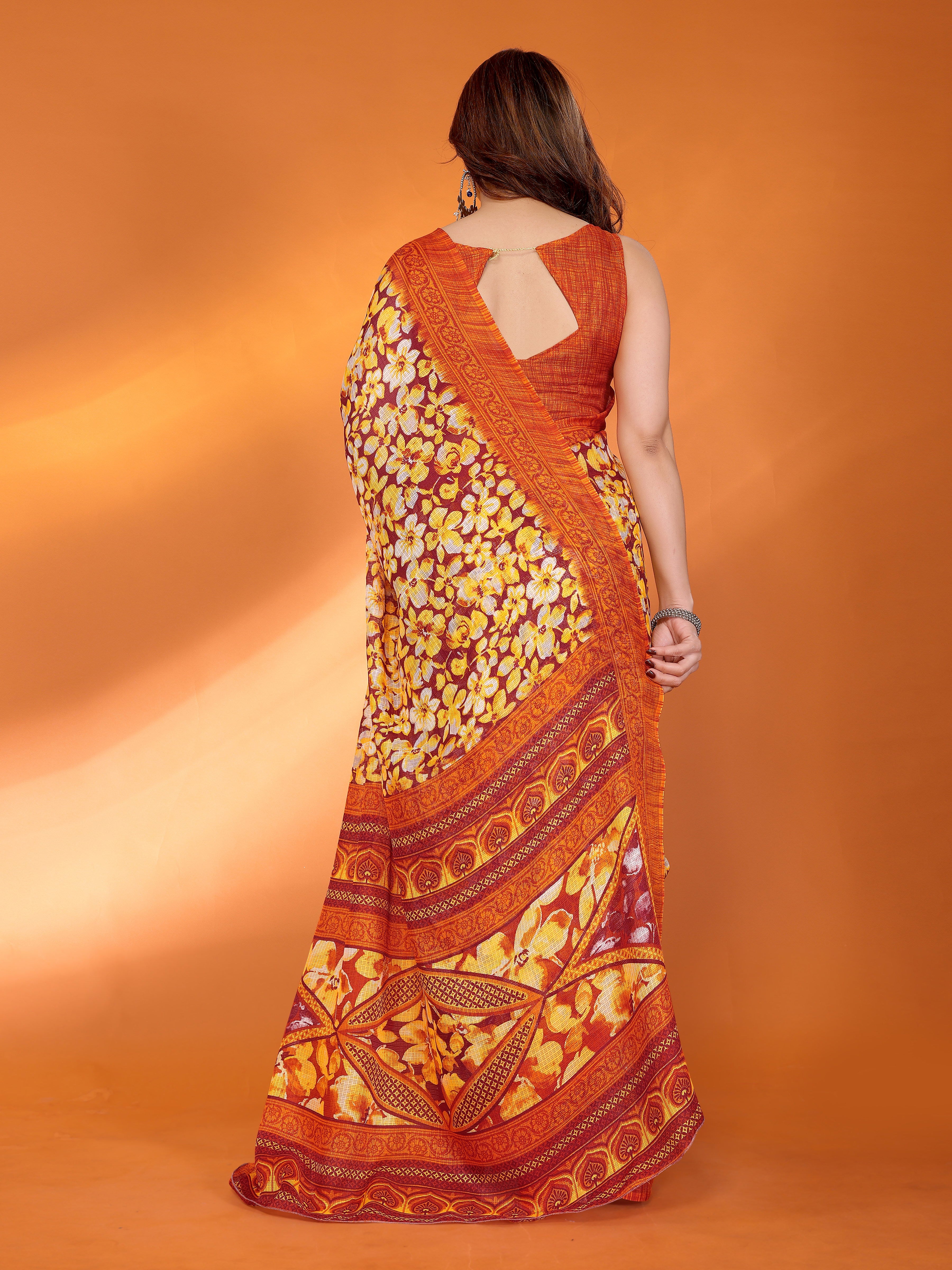 Elegant  Floral Printed Saree