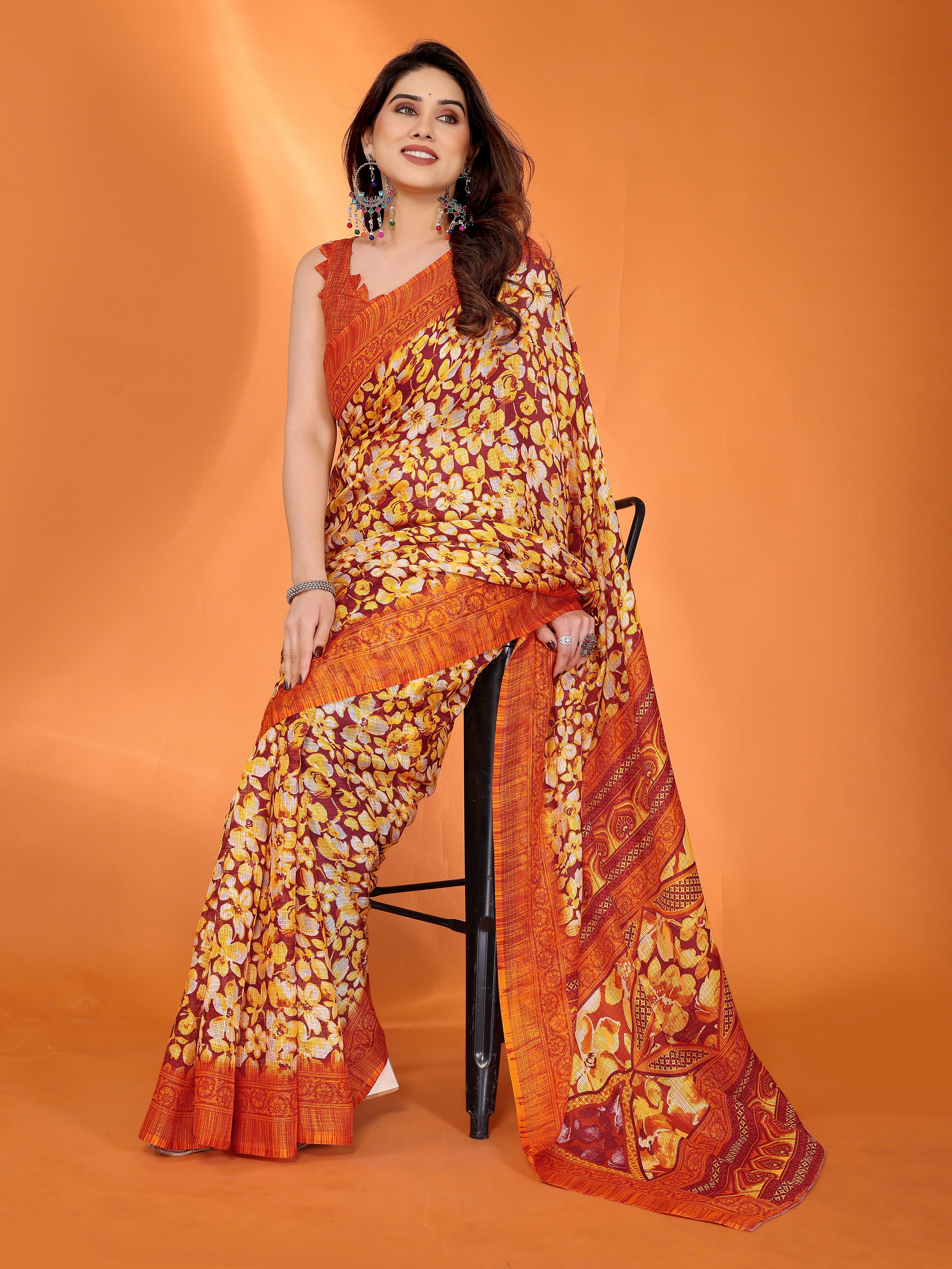 Elegant  Floral Printed Saree
