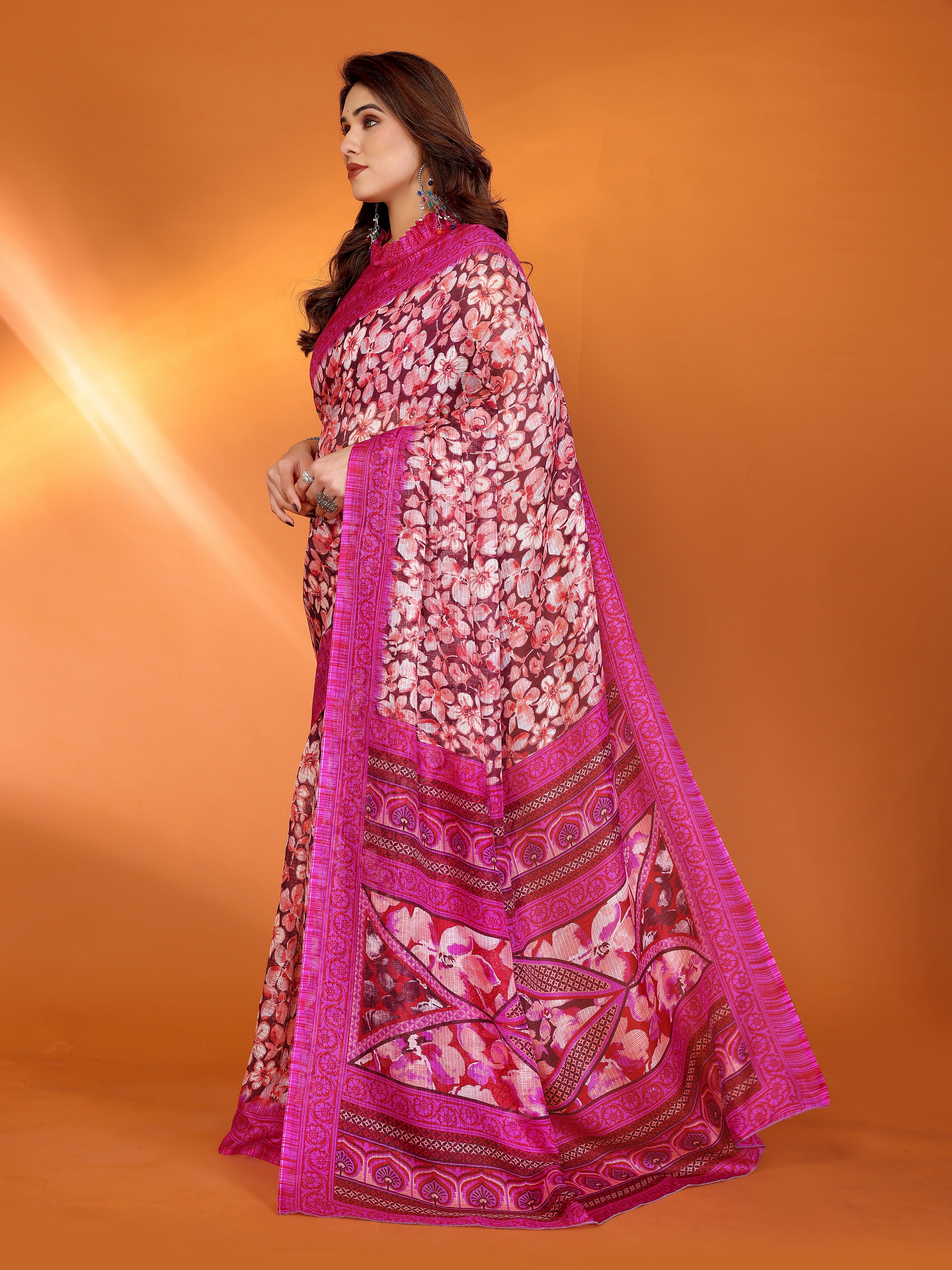 Elegant  Floral Printed Saree