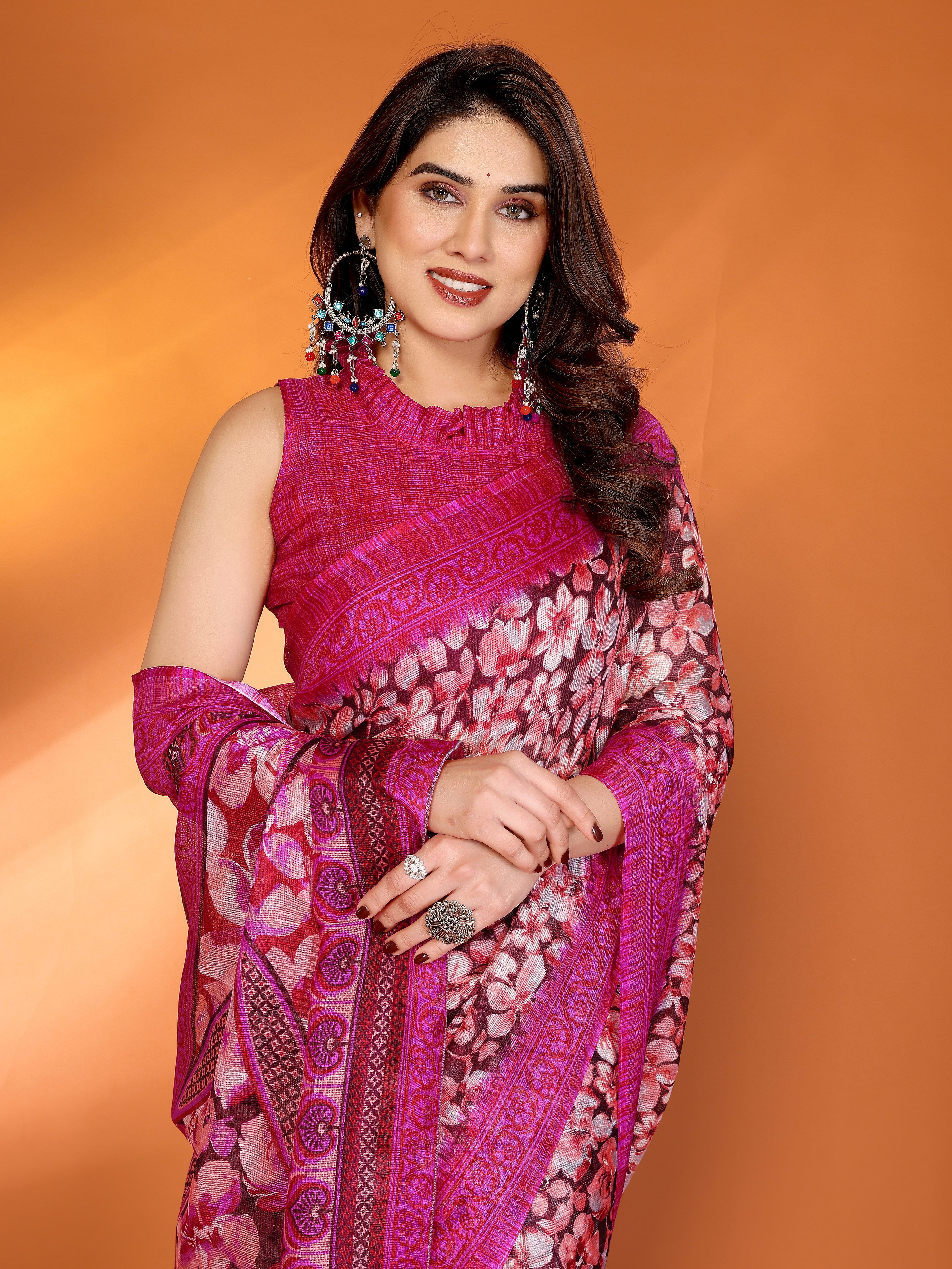 Elegant  Floral Printed Saree