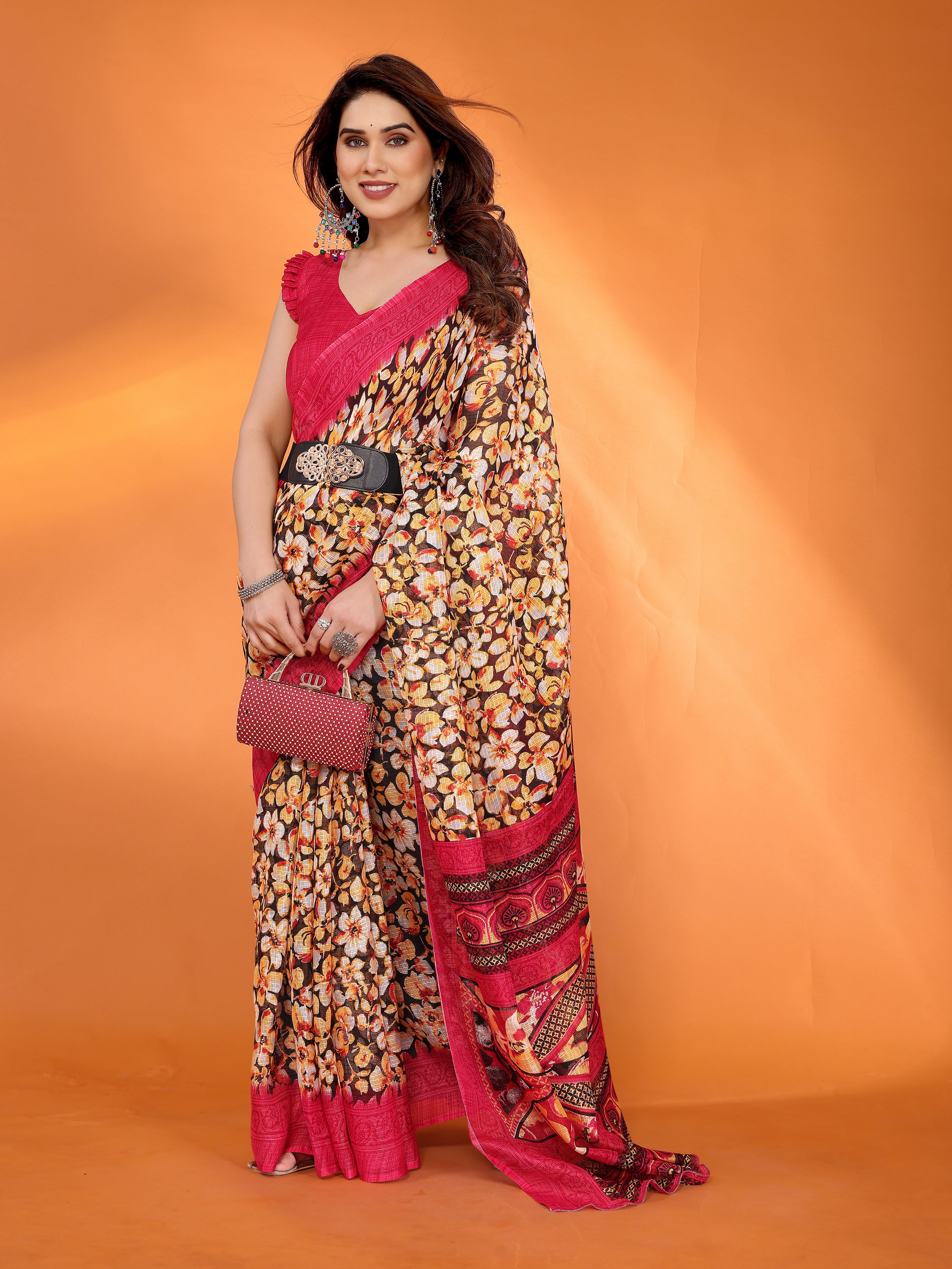 Elegant  Floral Printed Saree