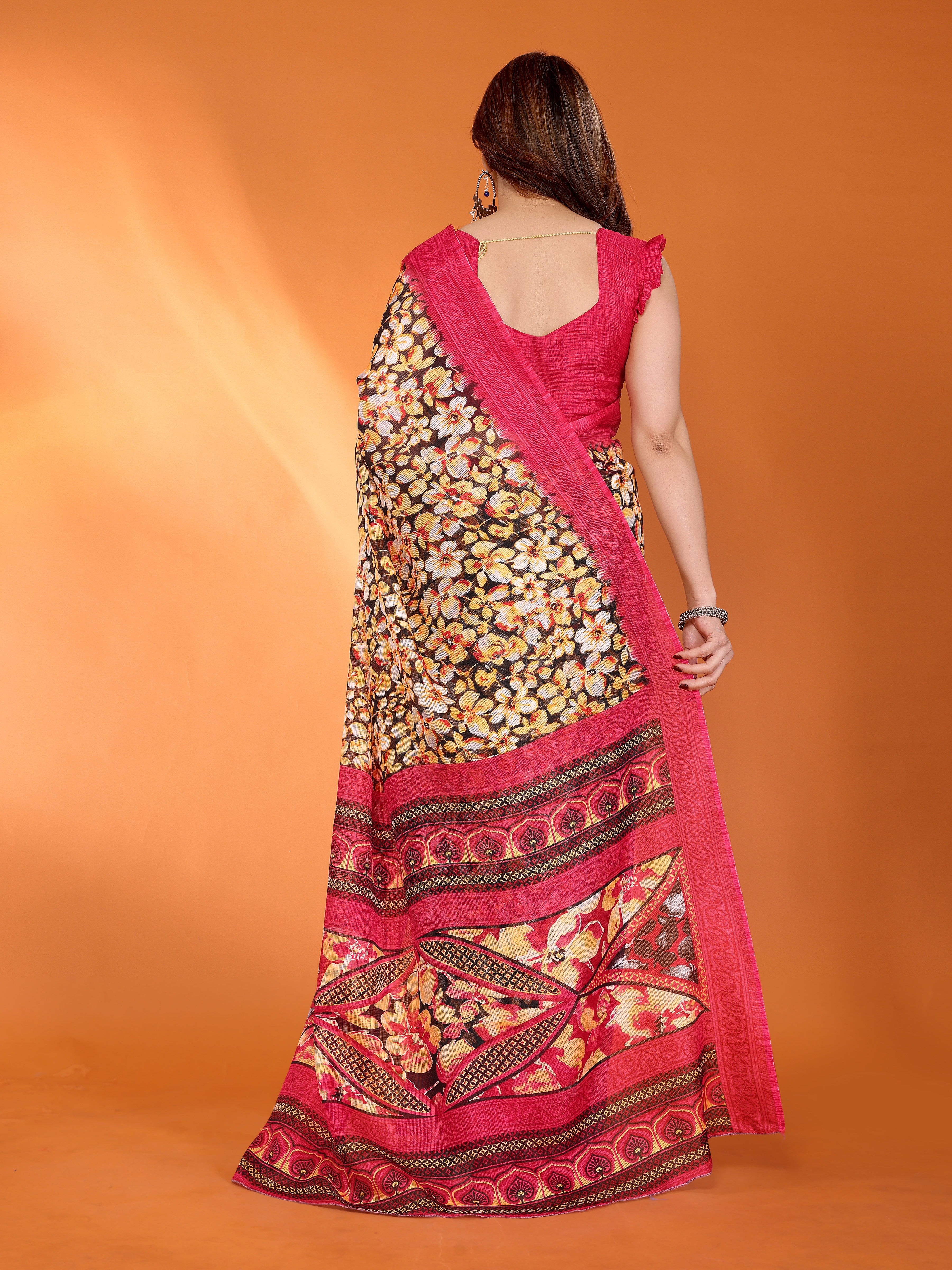 Elegant  Floral Printed Saree