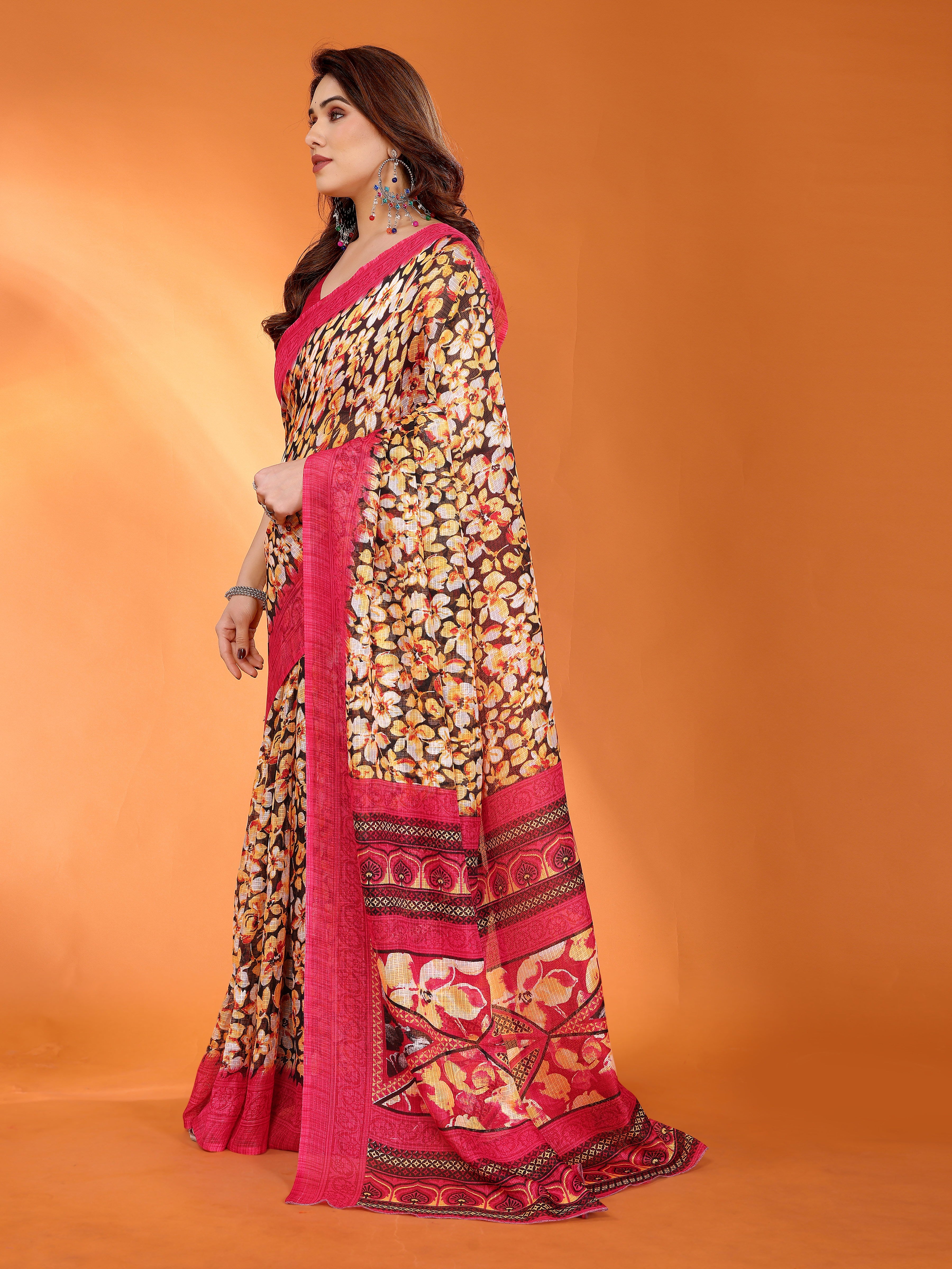 Elegant  Floral Printed Saree