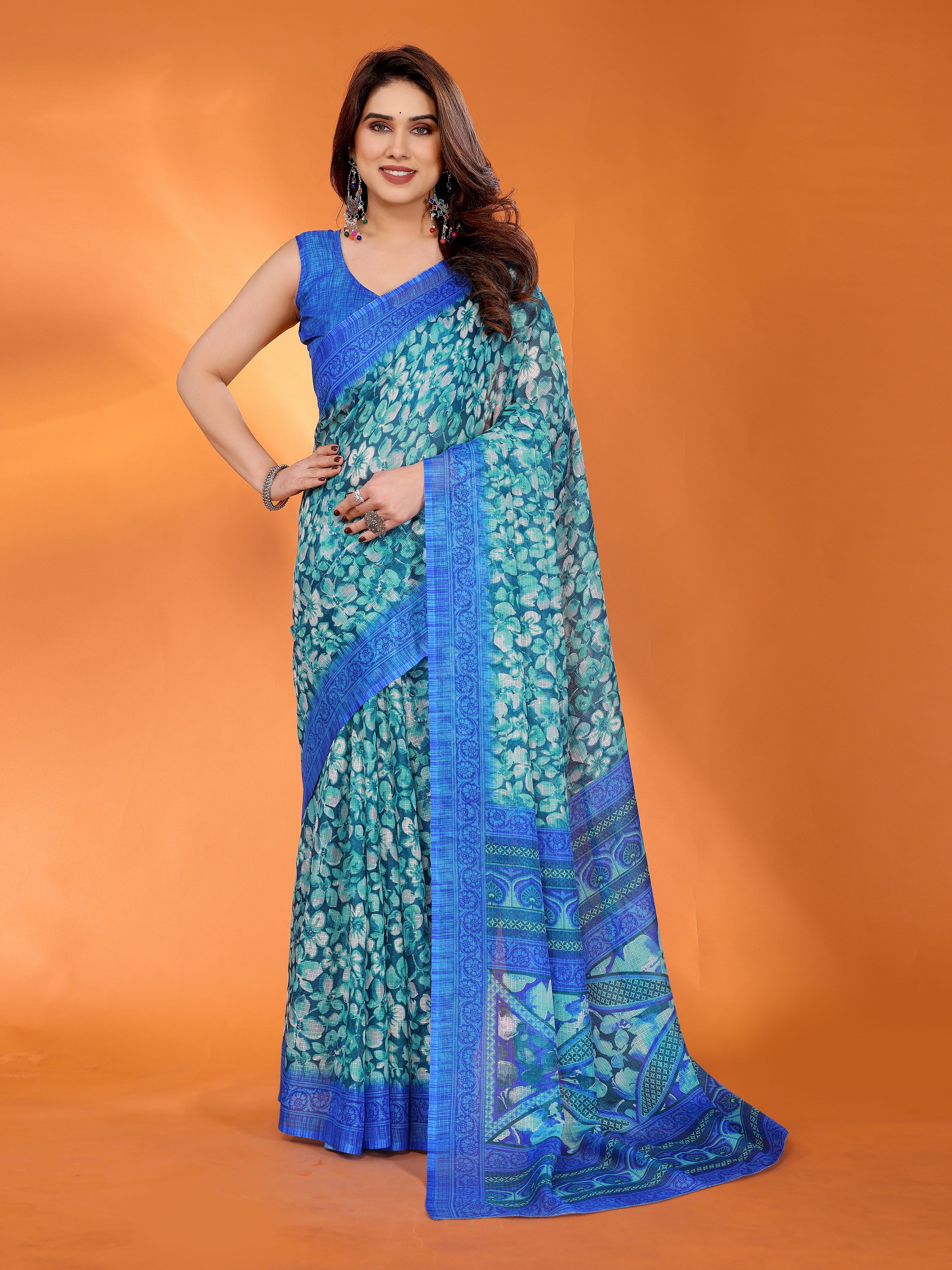 Elegant  Floral Printed Saree