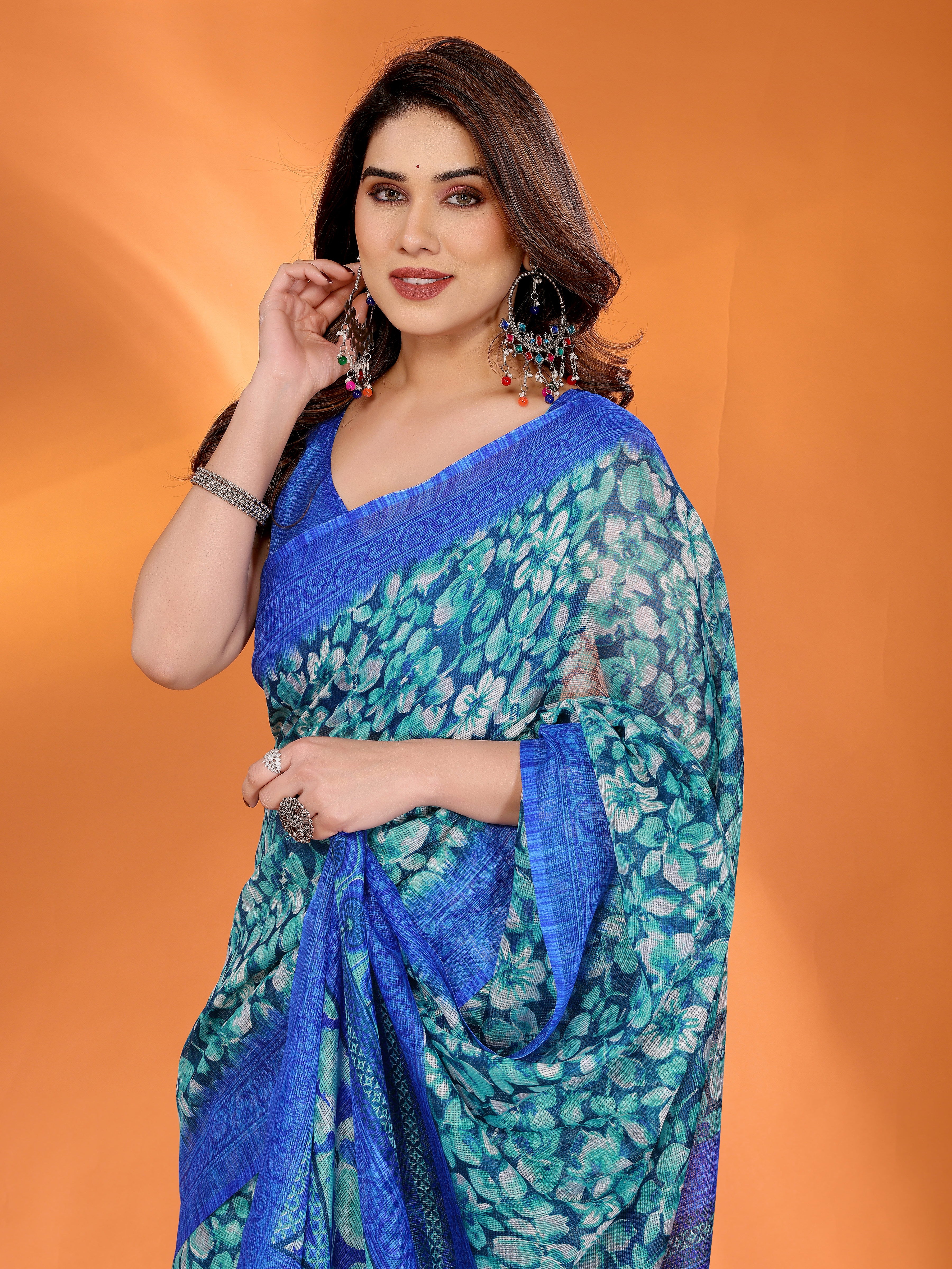Elegant  Floral Printed Saree