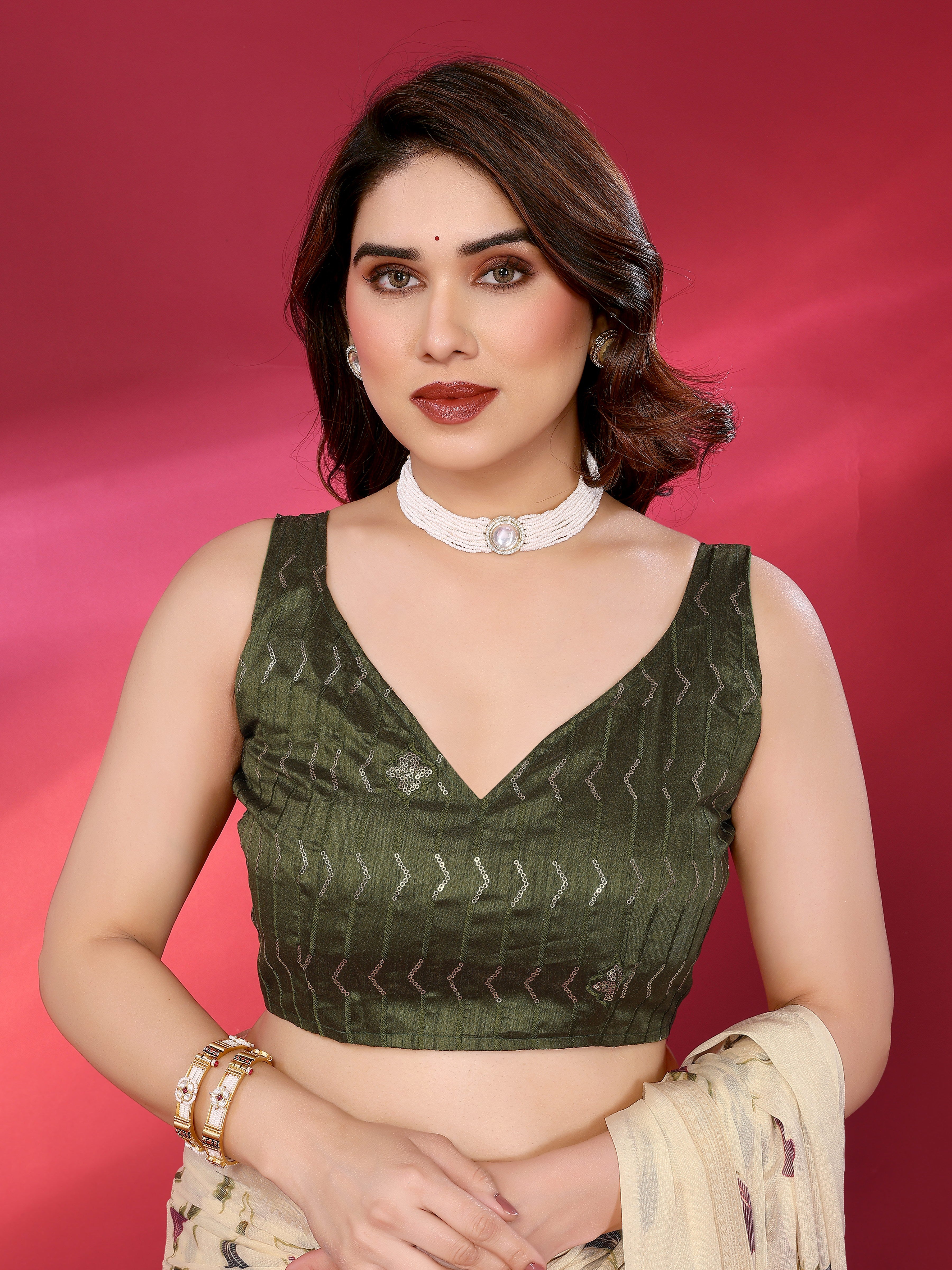 Ivory Cream Floral Print Saree