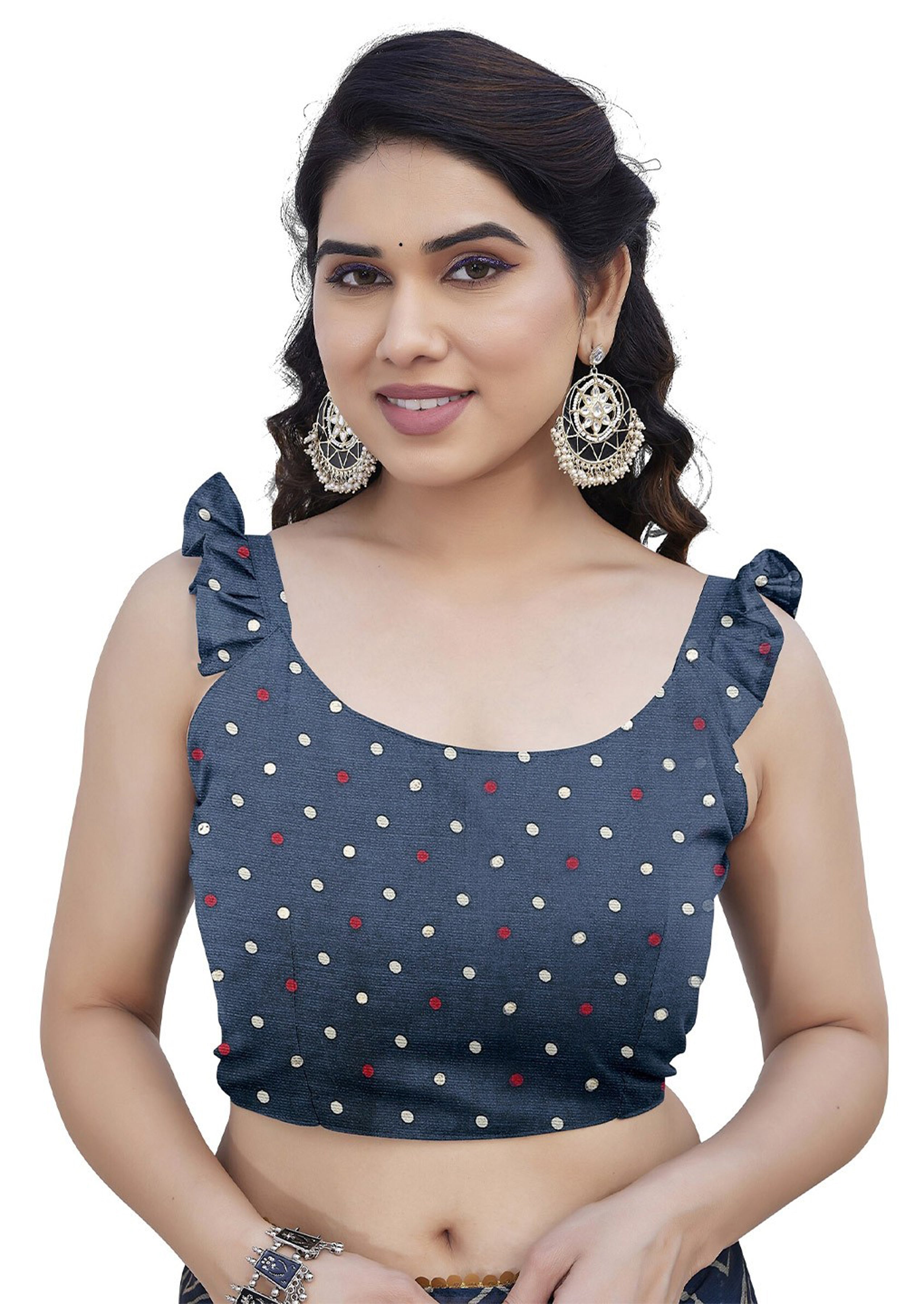 Teal Blue Printed Saree with Ethnic Border and Pallu