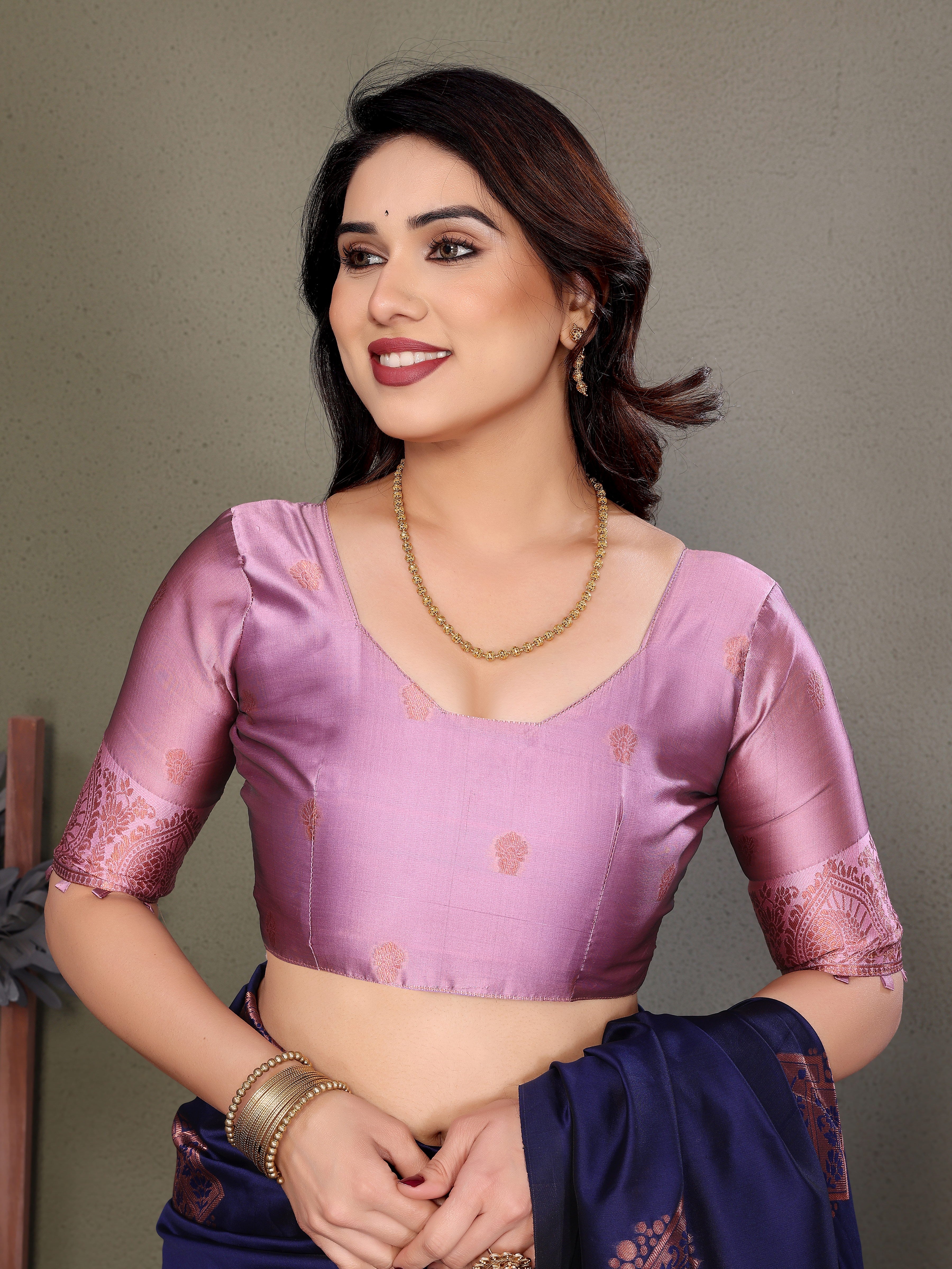 Royal Blue & Pink Soft Silk Traditional Saree