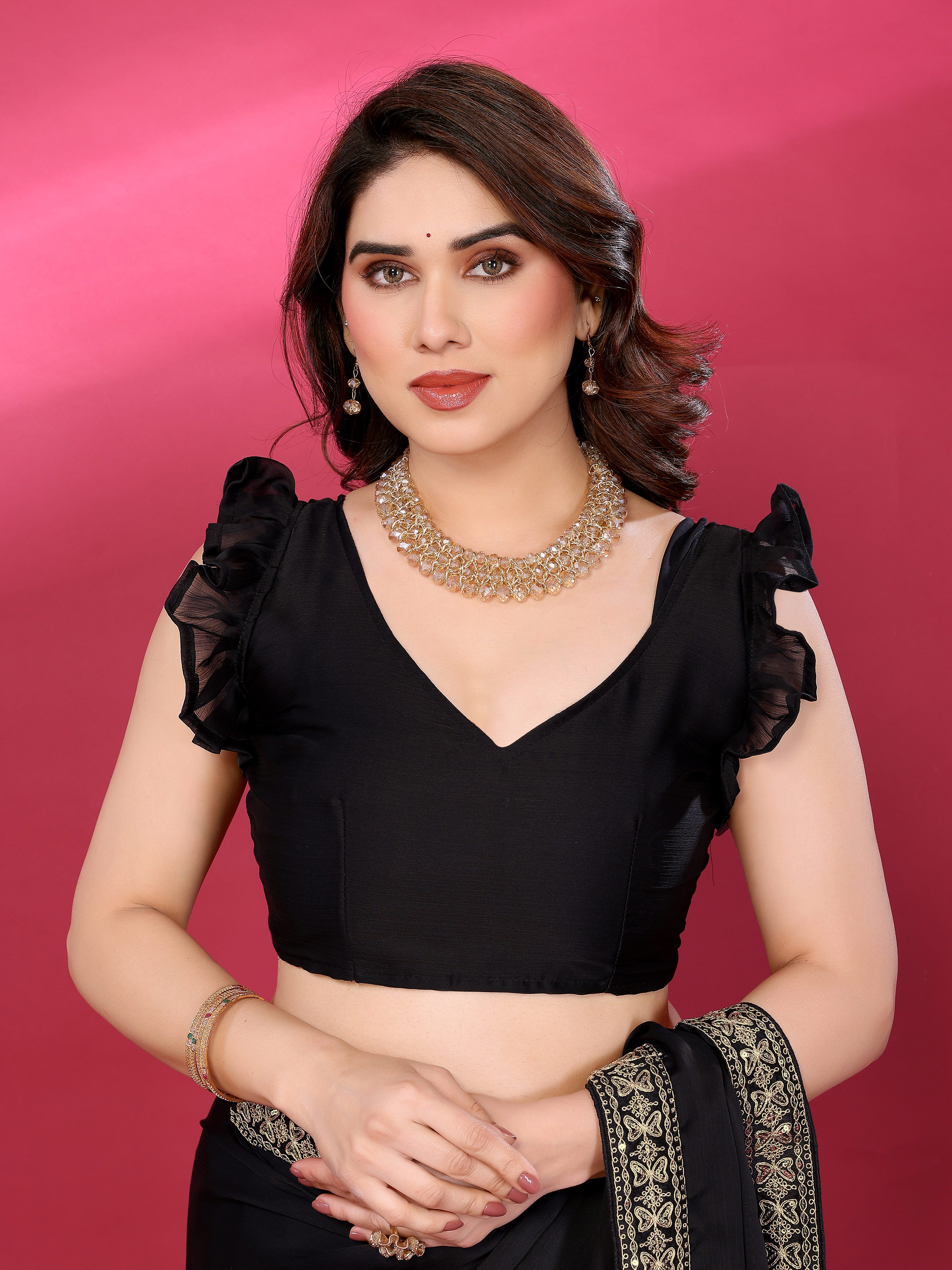 Classic Black Georgette Saree with Embroidered Border