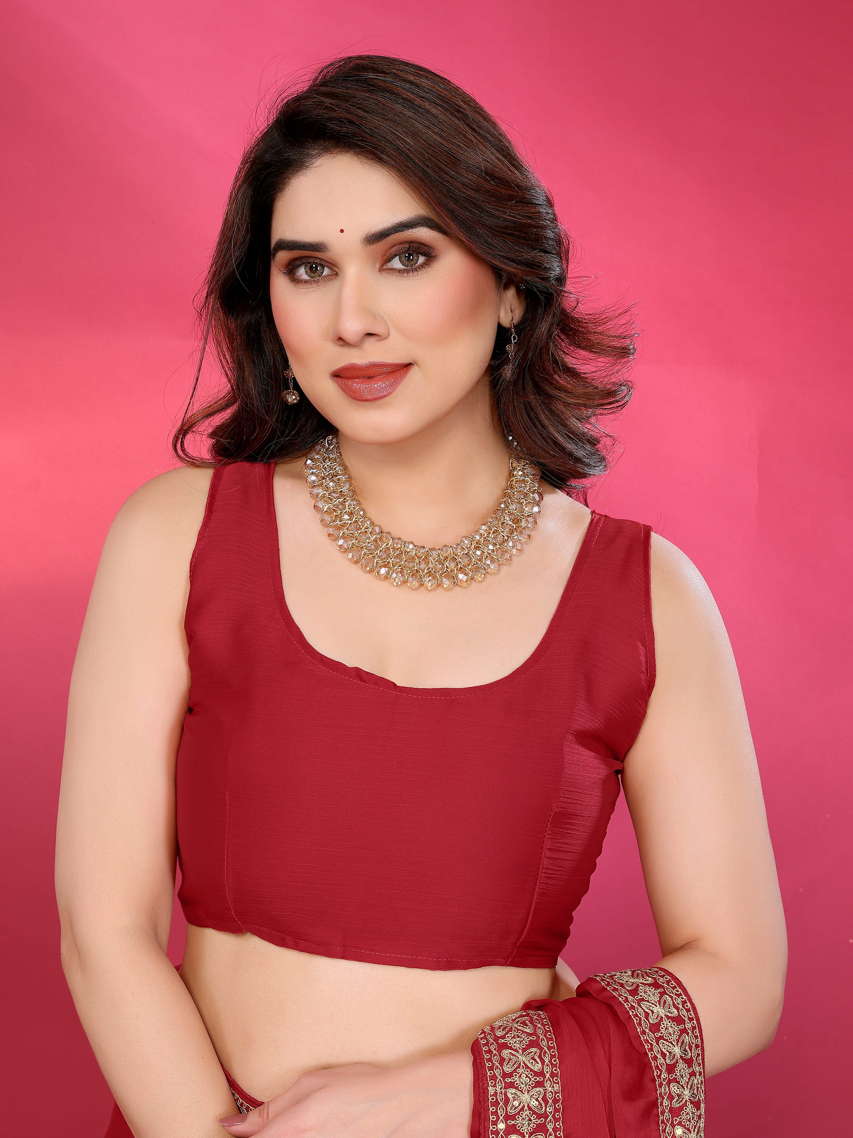 Elegant  Georgette Saree with Golden Embroidered Border