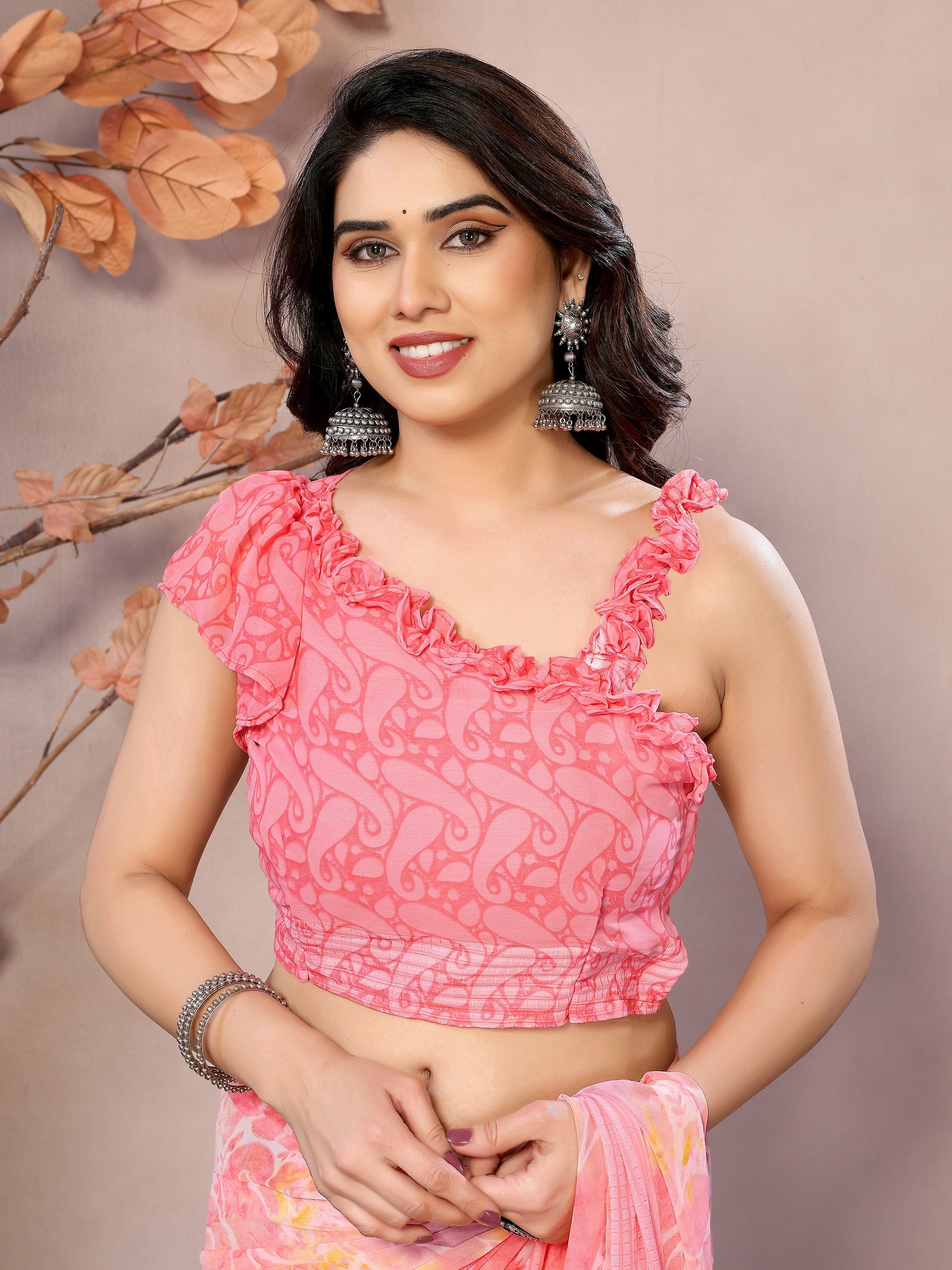 Pastel Bliss Multicolor Printed Georgette Saree