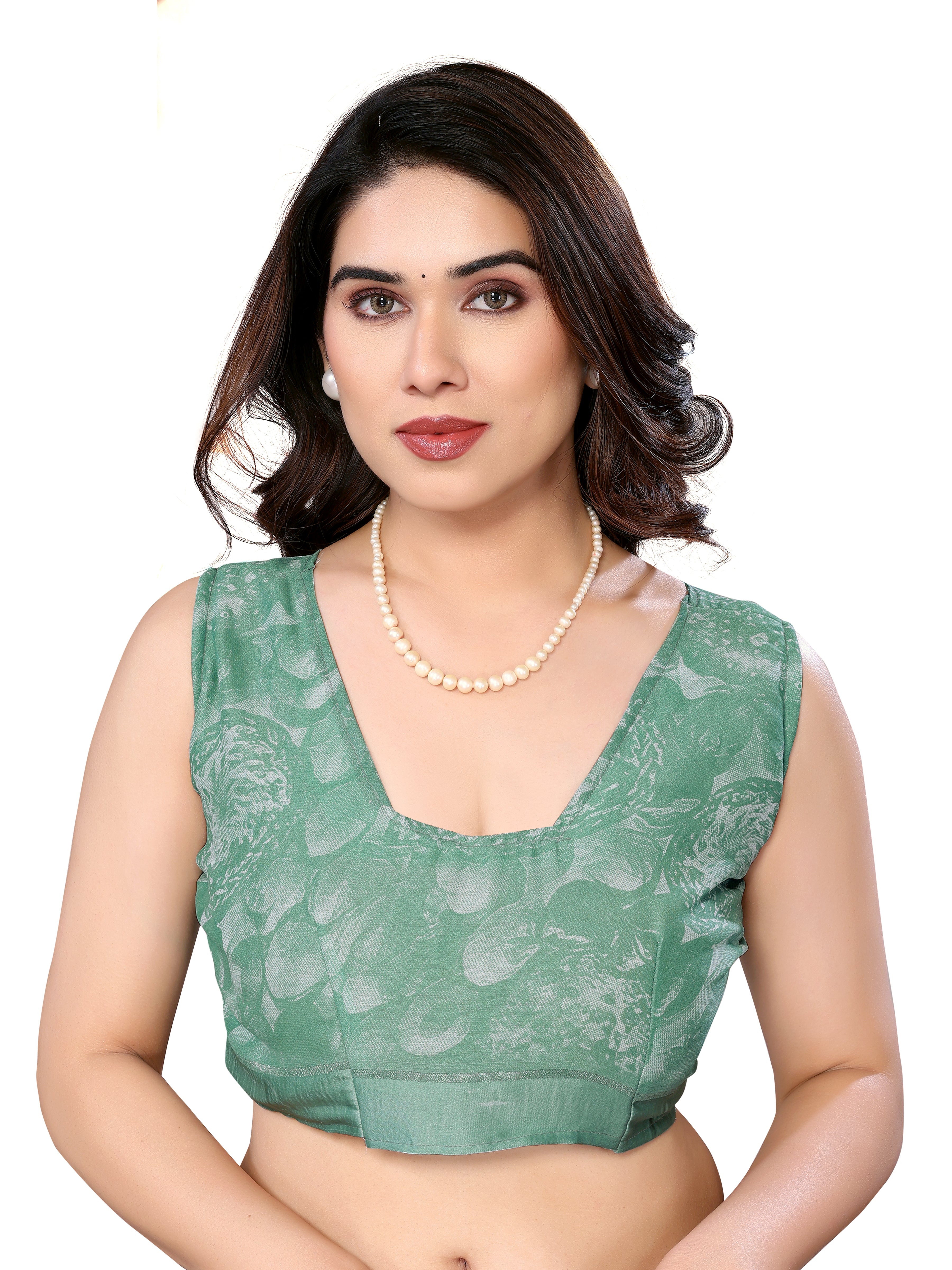 Pastel green Floral Printed Saree in Georgette