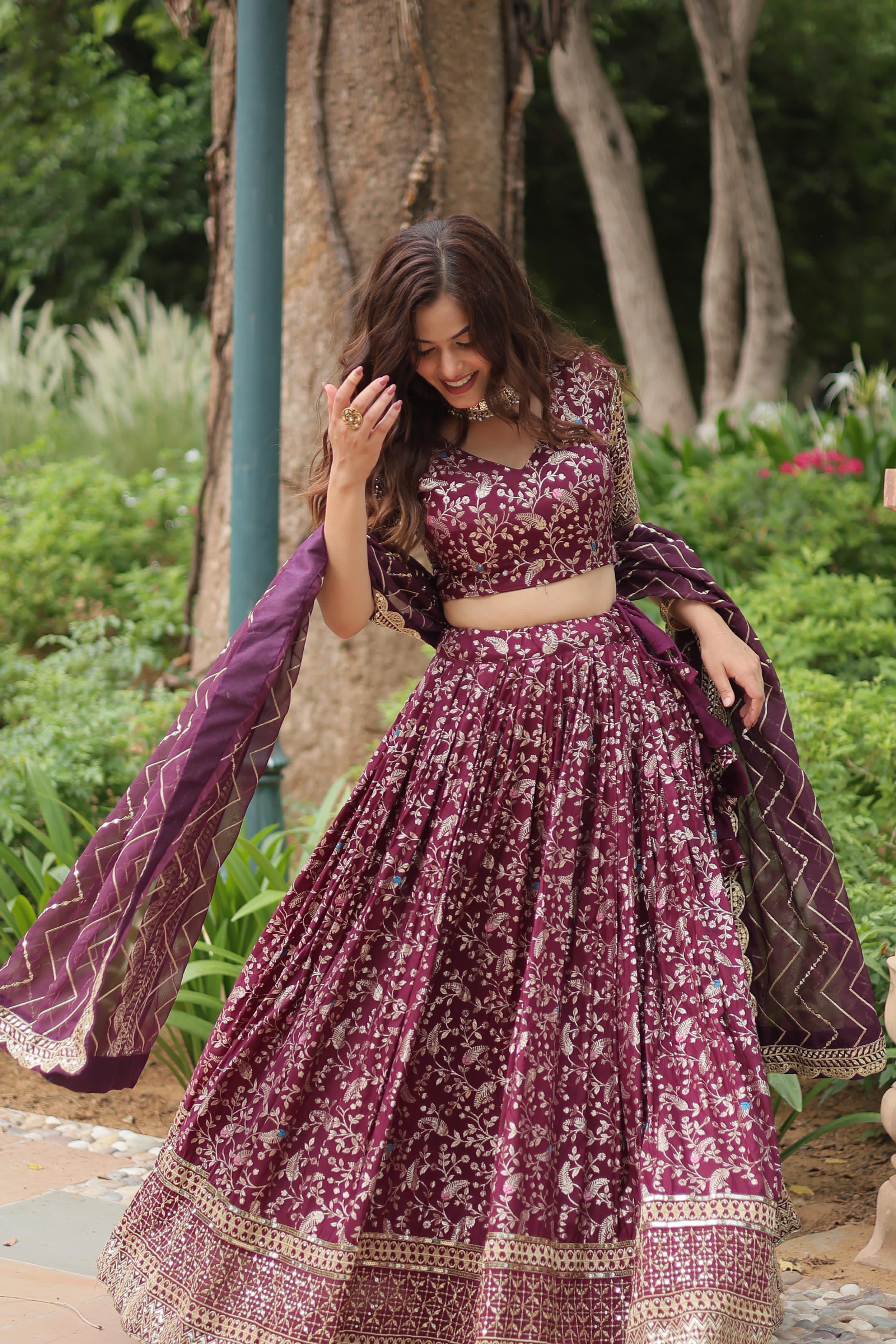 Elegant Traditional Maroon Lehenga Outfit