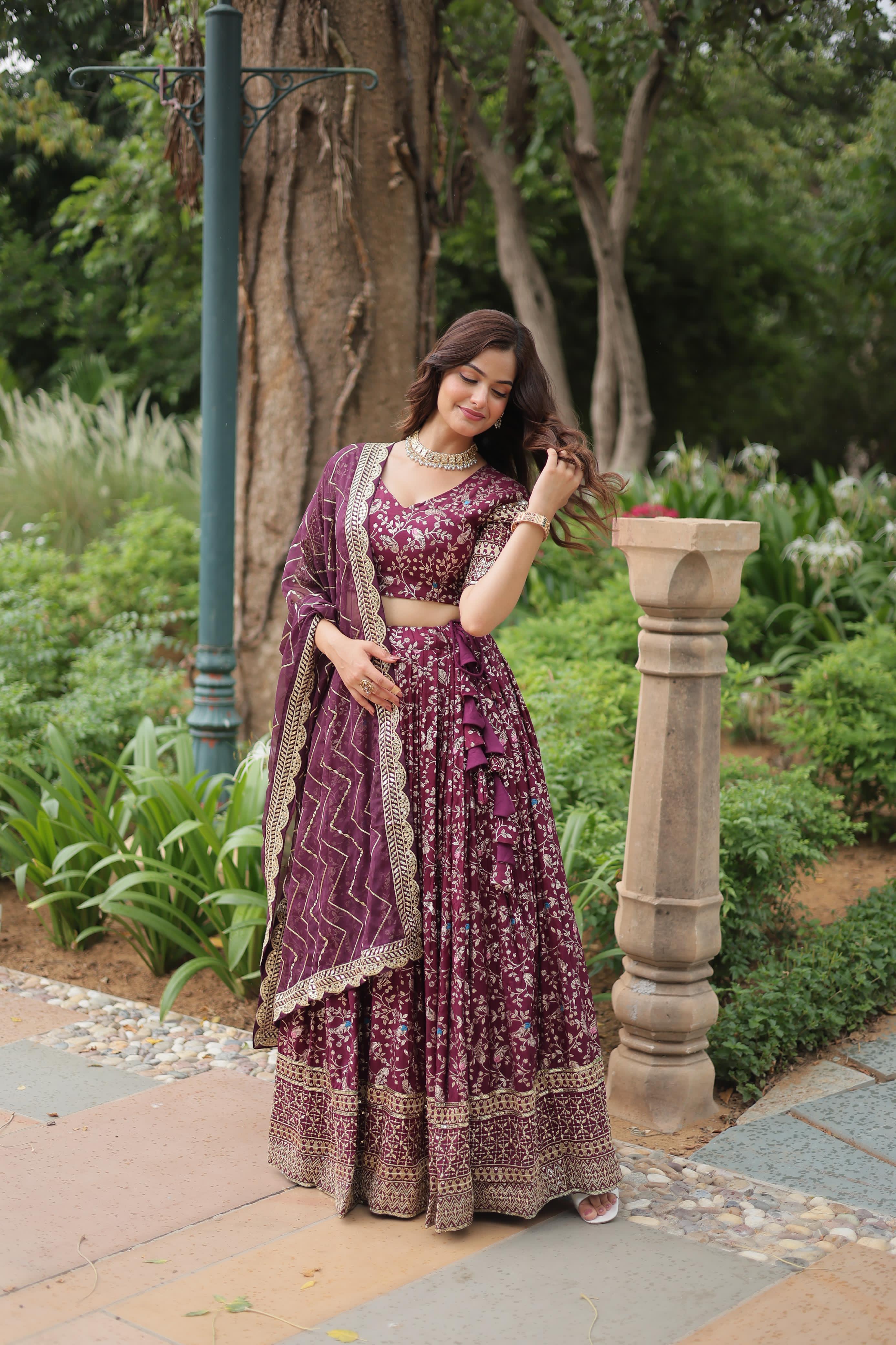 Elegant Traditional Maroon Lehenga Outfit