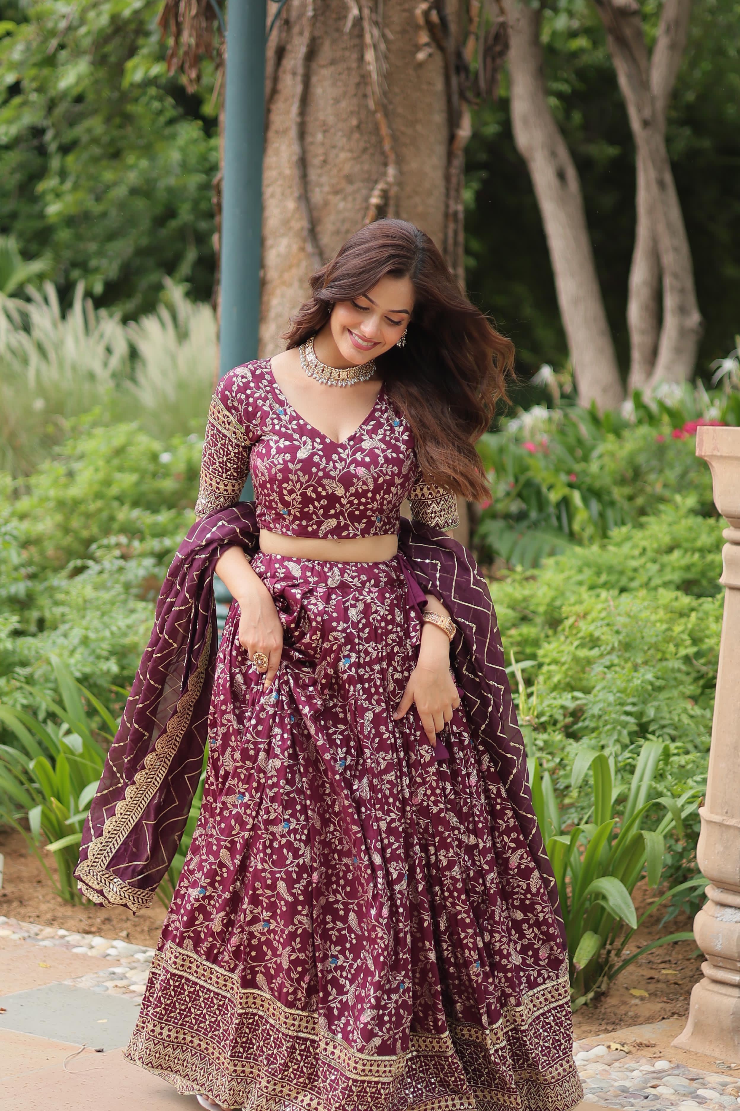 Elegant Traditional Maroon Lehenga Outfit
