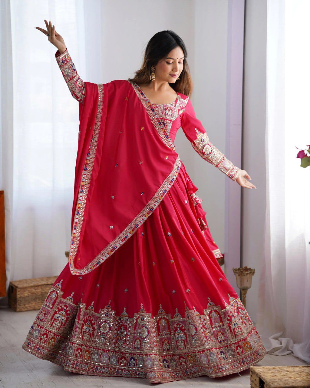 Royal Mirror Work Navratri Lehenga