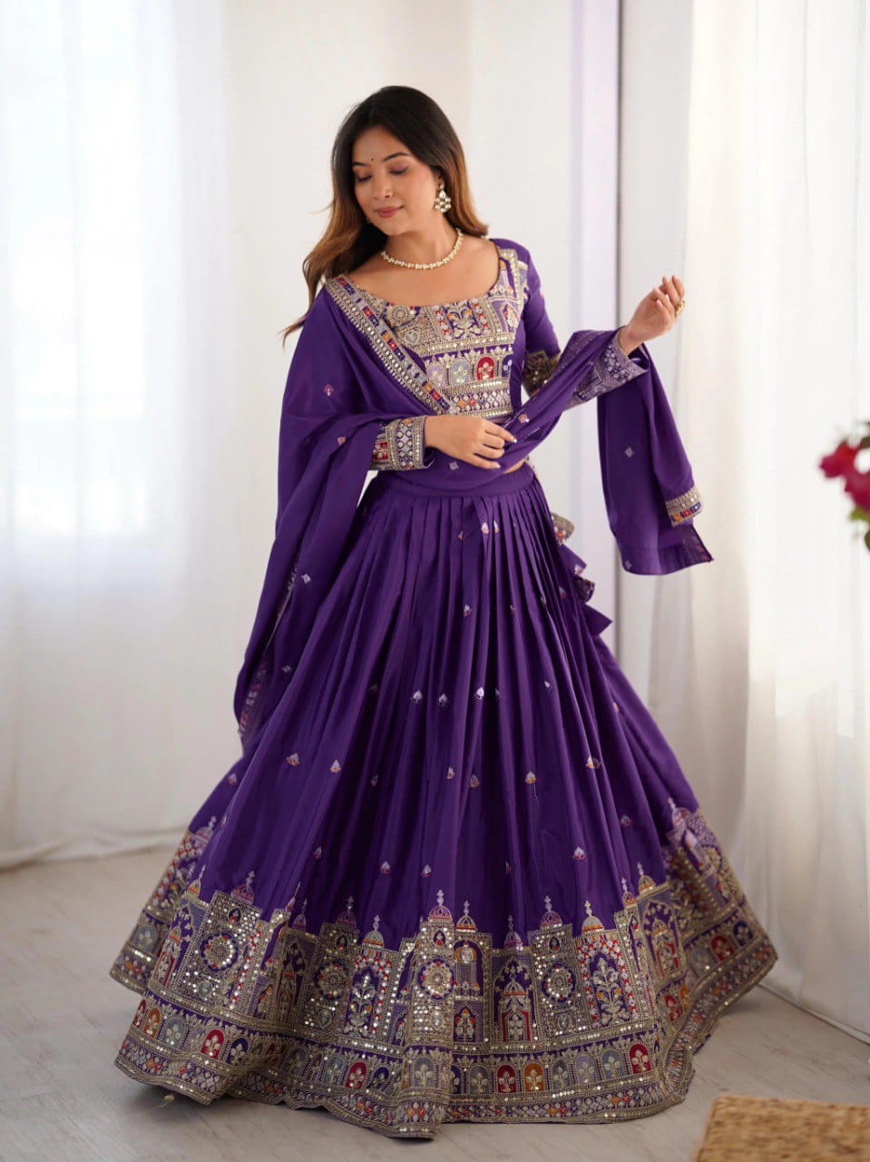 Royal Mirror Work Navratri Lehenga