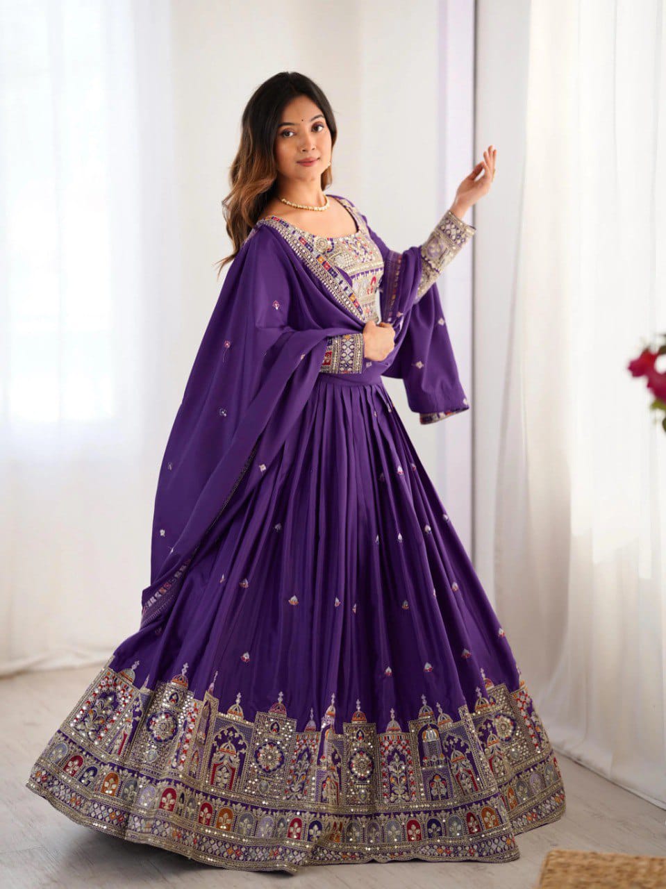 Royal Mirror Work Navratri Lehenga