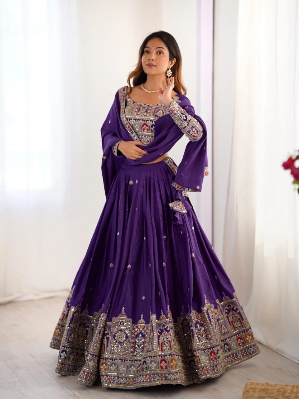 Royal Mirror Work Navratri Lehenga