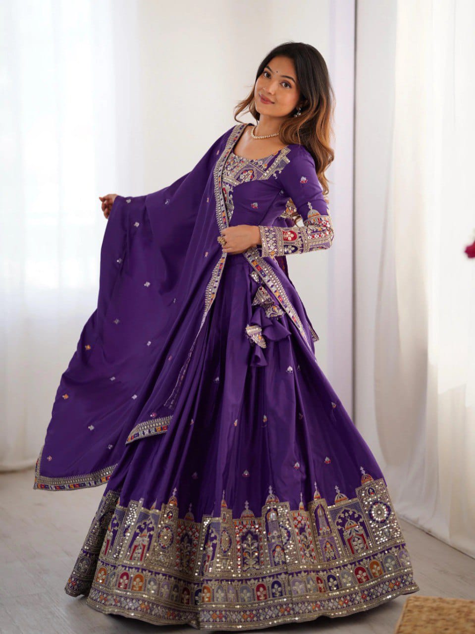 Royal Mirror Work Navratri Lehenga