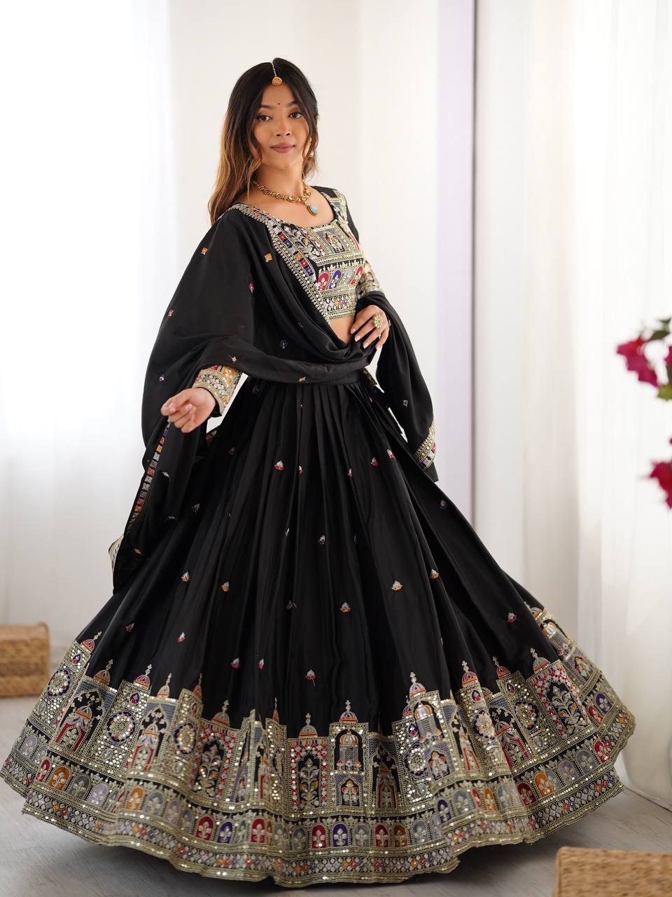 Royal Mirror Work Navratri Lehenga