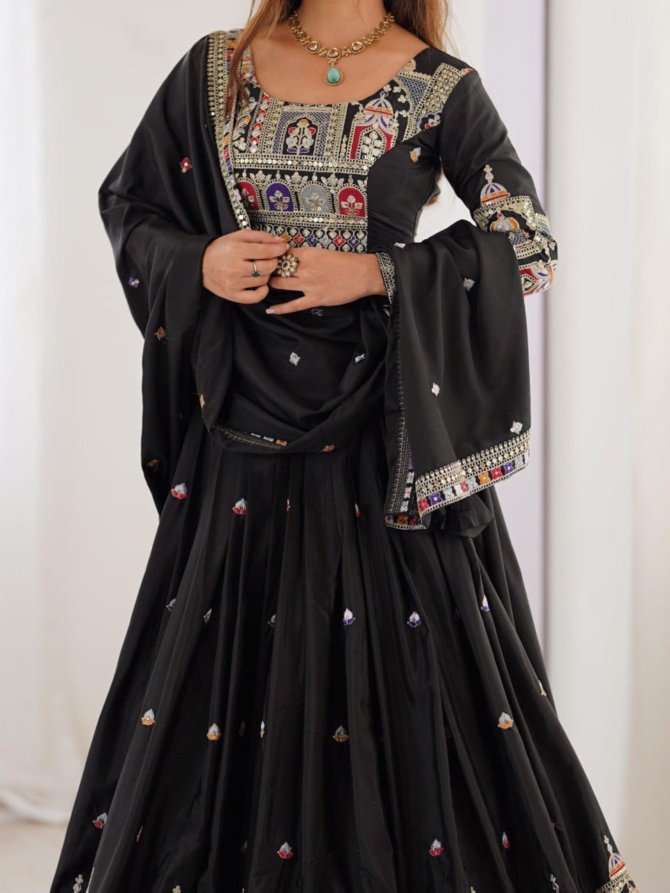 Royal Mirror Work Navratri Lehenga