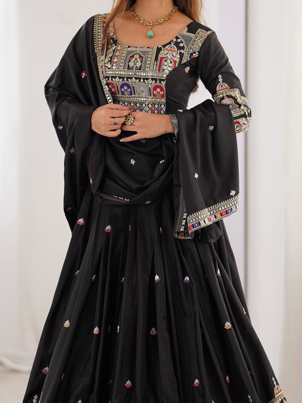 Royal Mirror Work Navratri Lehenga