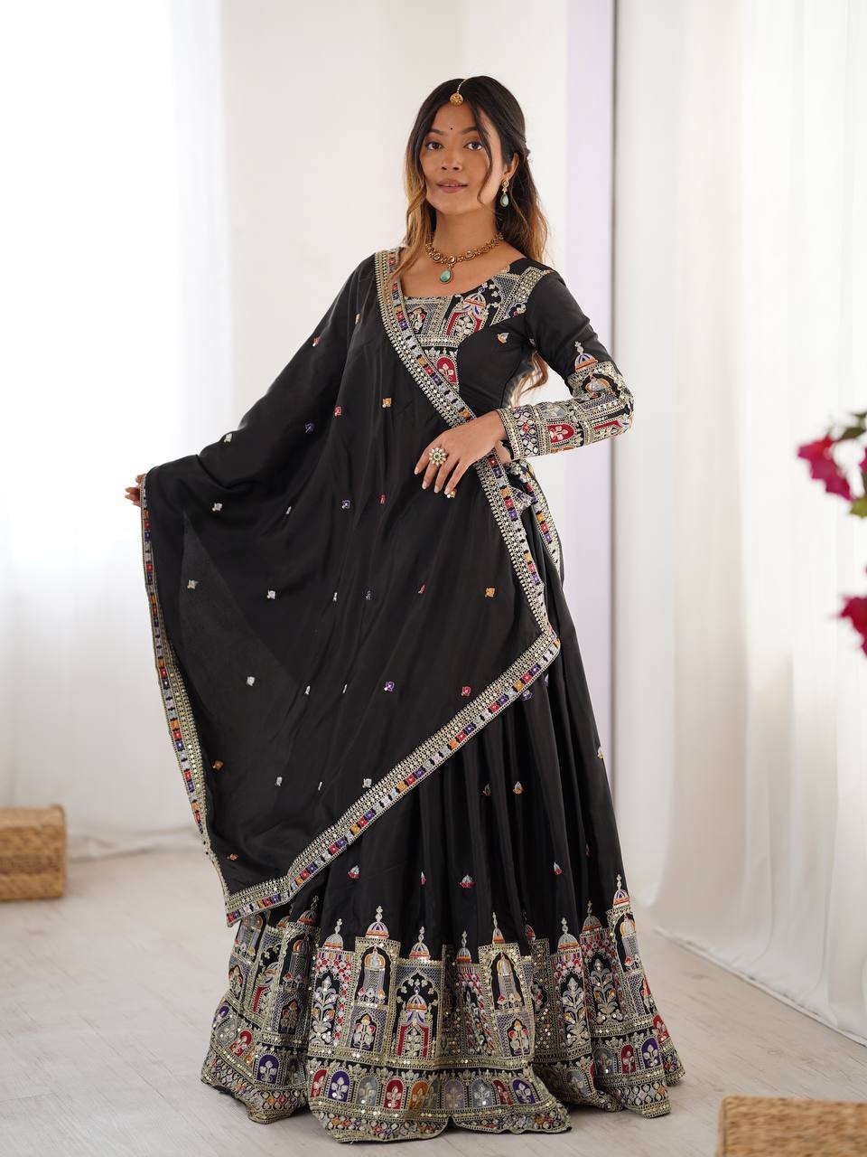 Royal Mirror Work Navratri Lehenga