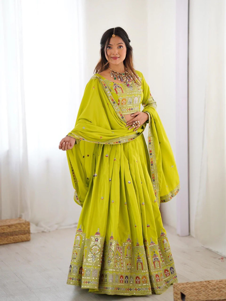 Royal Mirror Work Navratri Lehenga