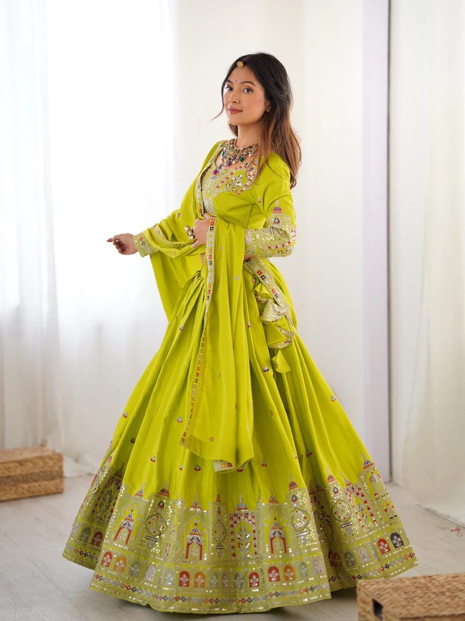 Royal Mirror Work Navratri Lehenga