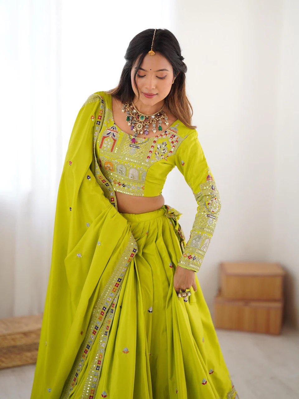 Royal Mirror Work Navratri Lehenga
