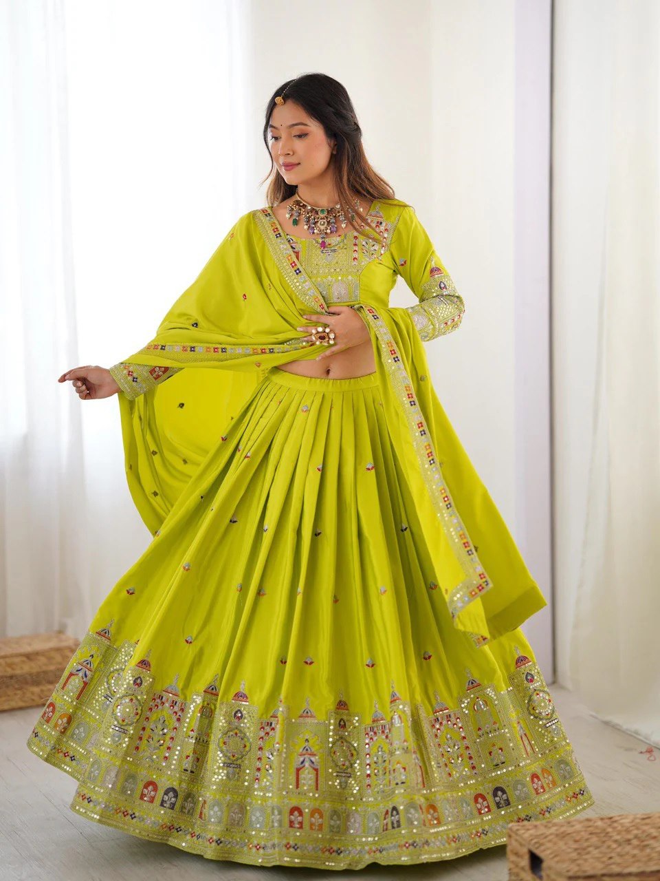 Royal Mirror Work Navratri Lehenga