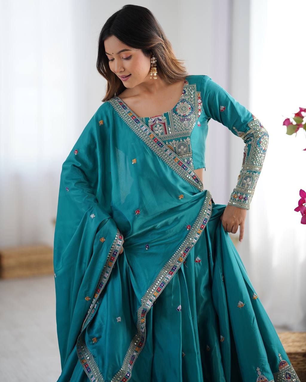 Royal Mirror Work Navratri Lehenga