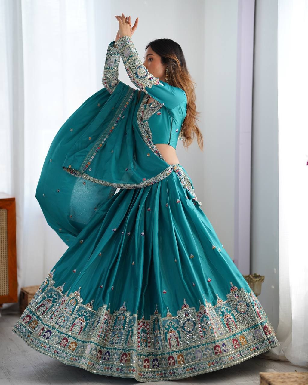 Royal Mirror Work Navratri Lehenga