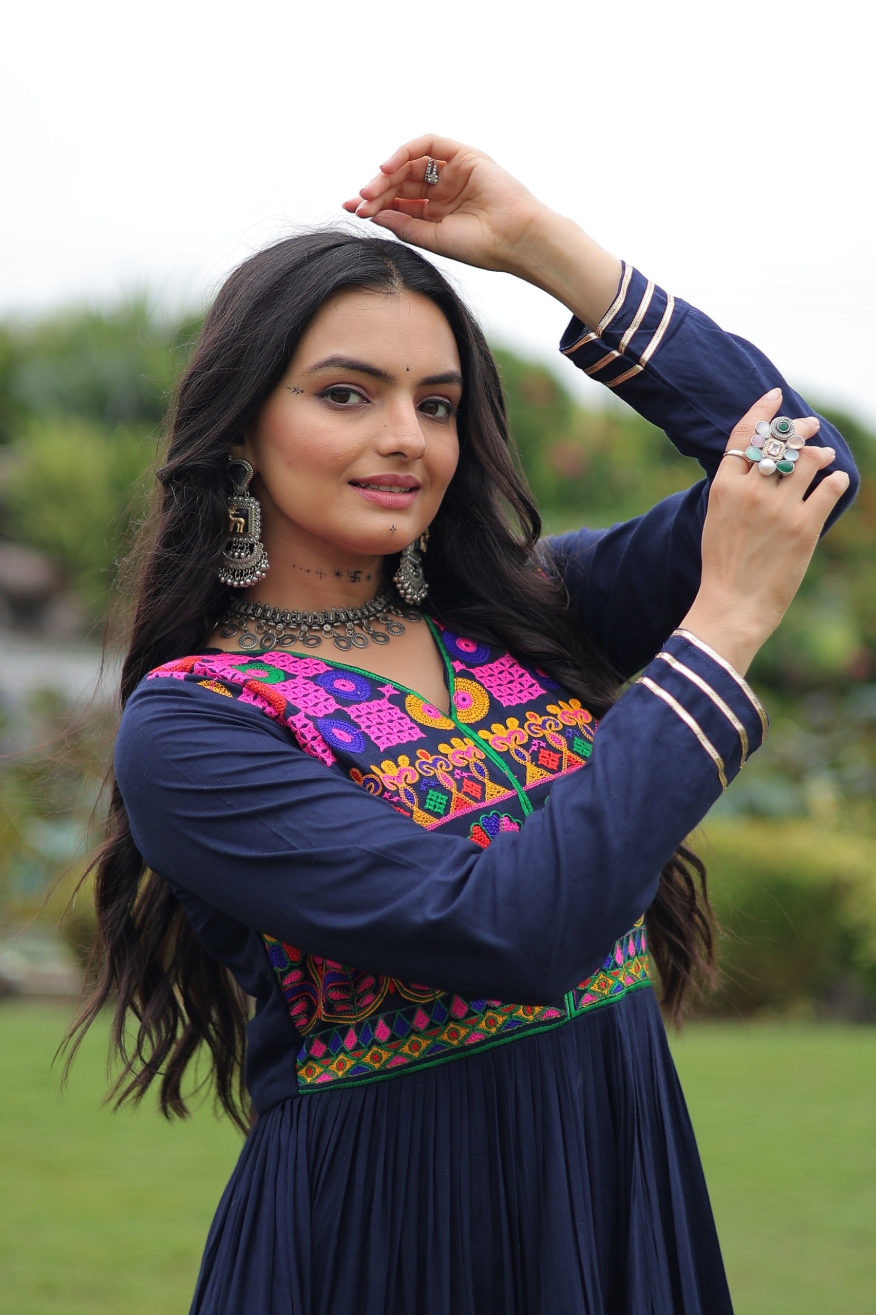 Vibrant Ethnic Maxi Dresses with Embroidered Yokes