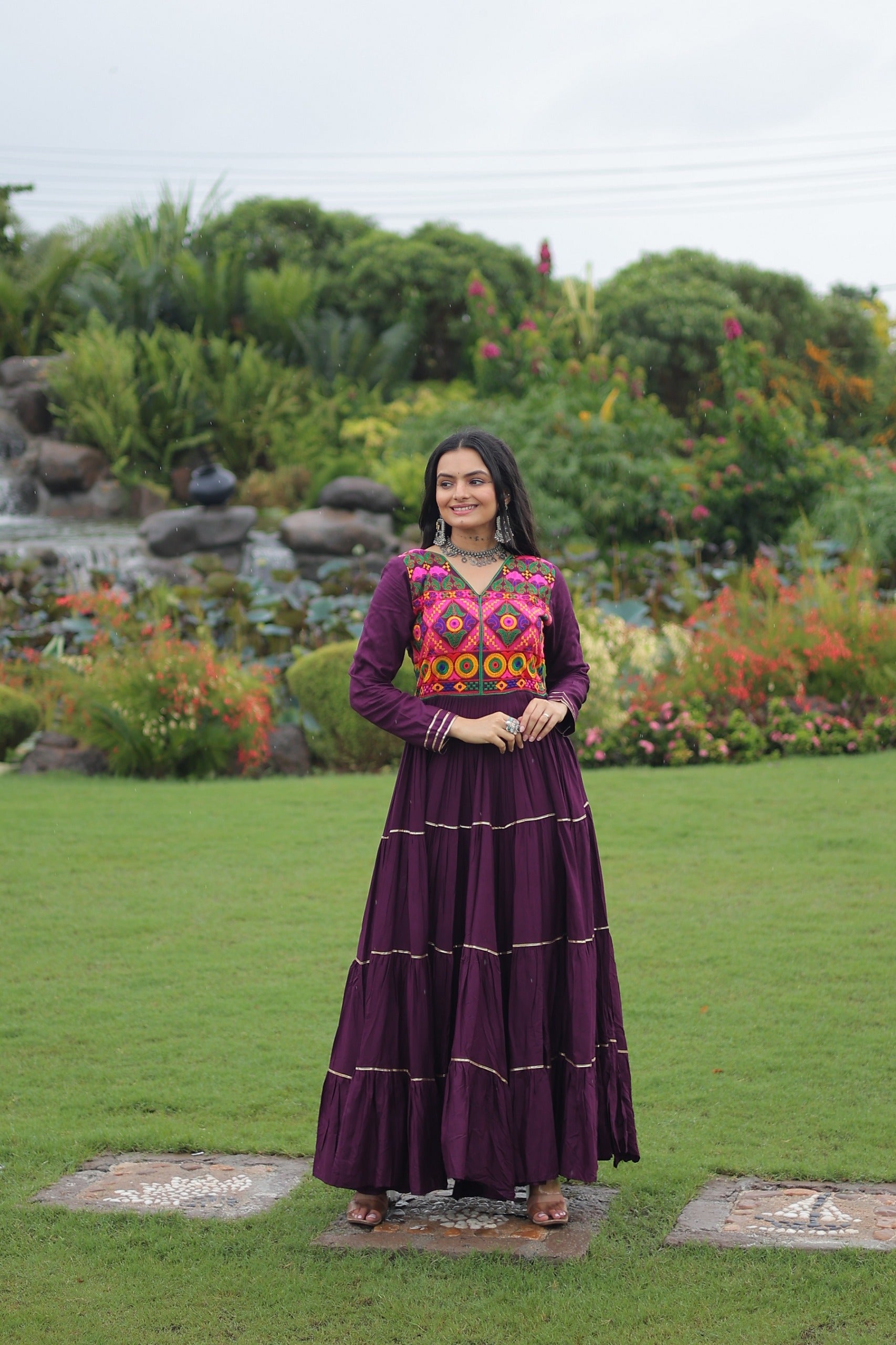 Vibrant Ethnic Maxi Dresses with Embroidered Yokes