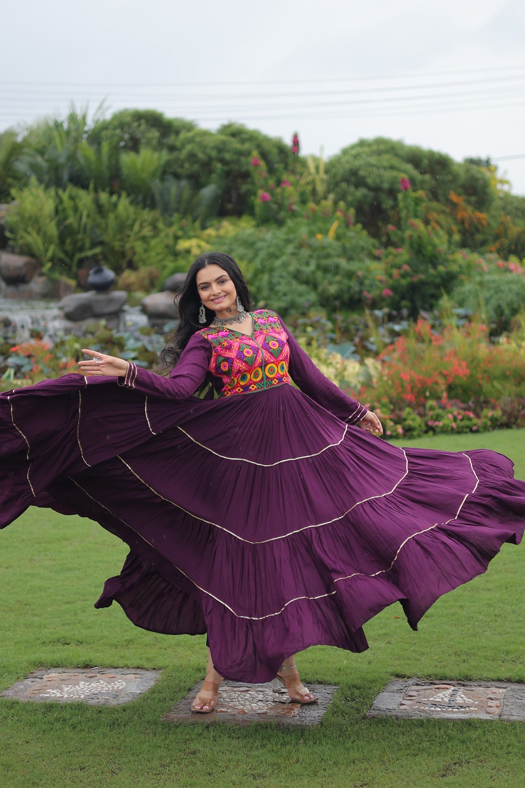 Vibrant Ethnic Maxi Dresses with Embroidered Yokes