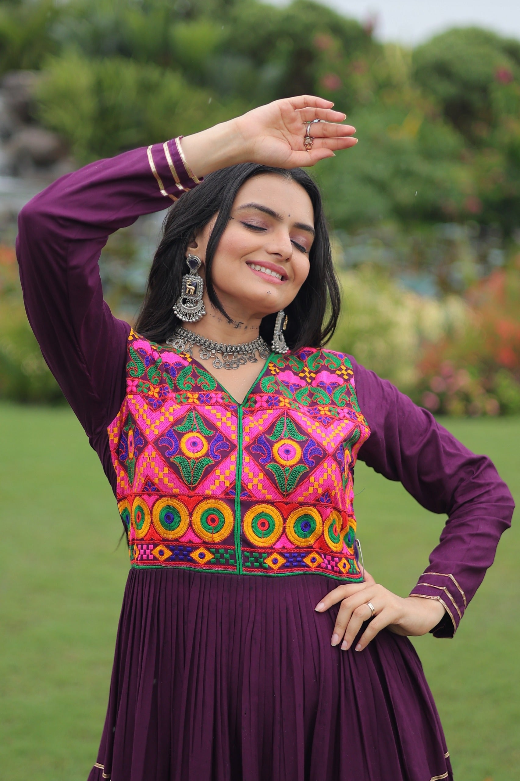 Vibrant Ethnic Maxi Dresses with Embroidered Yokes