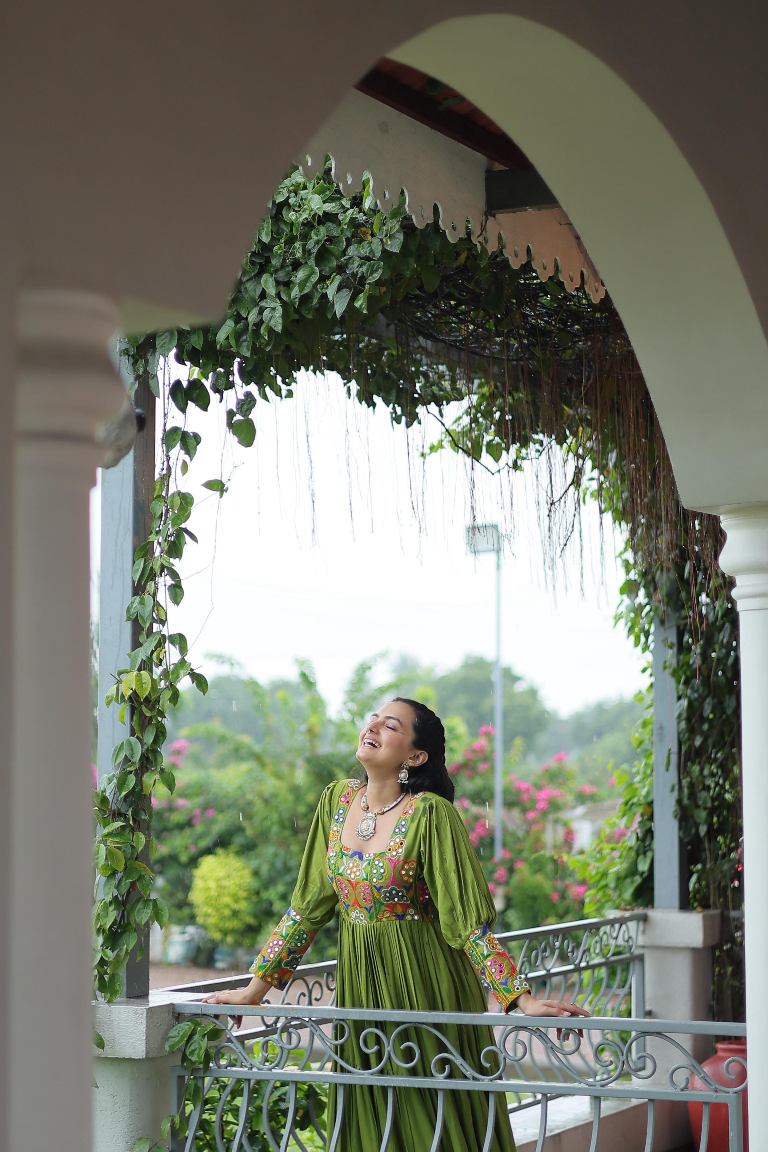 Navratna Mirrorwork Garba Gown