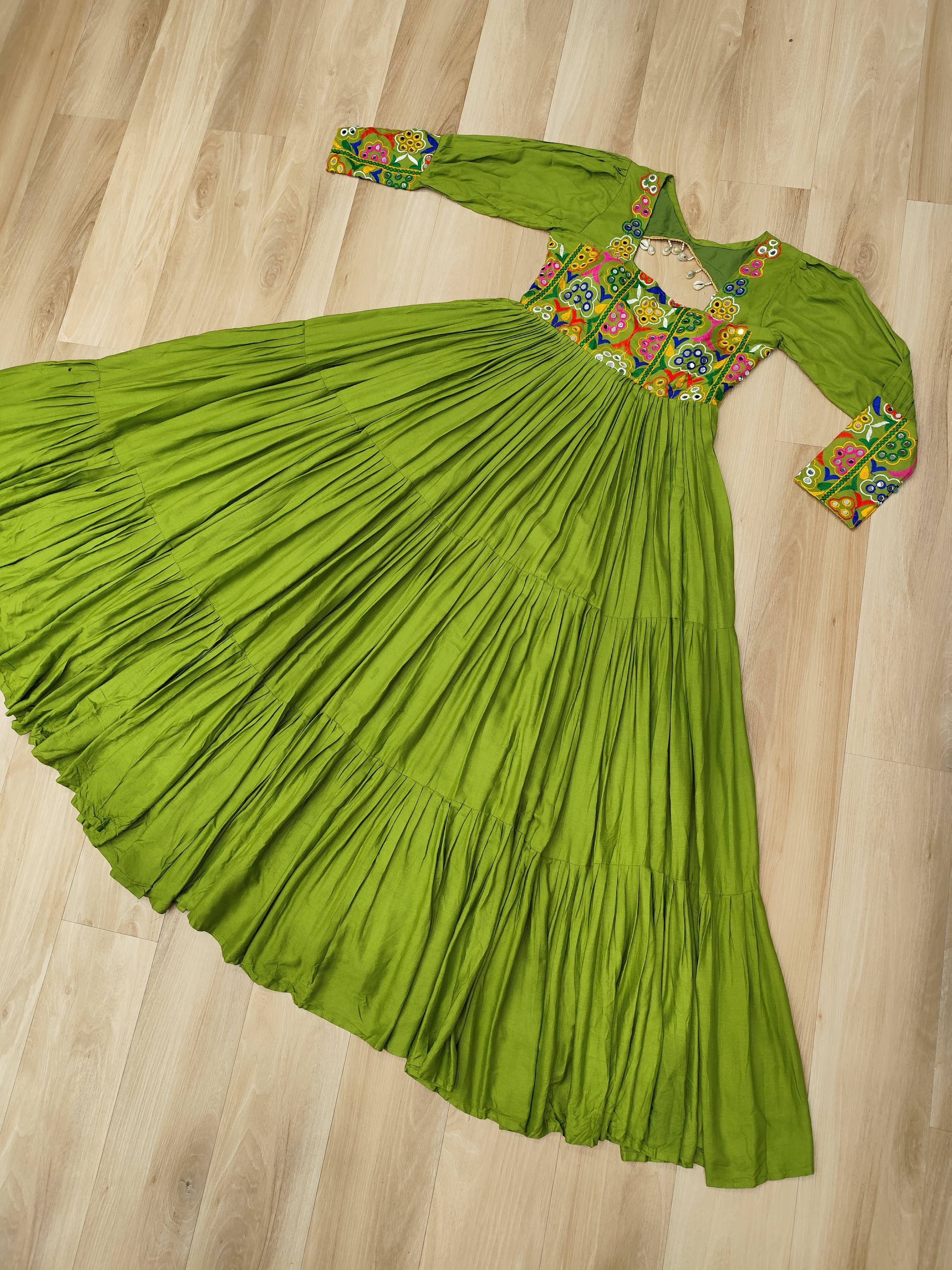Navratna Mirrorwork Garba Gown