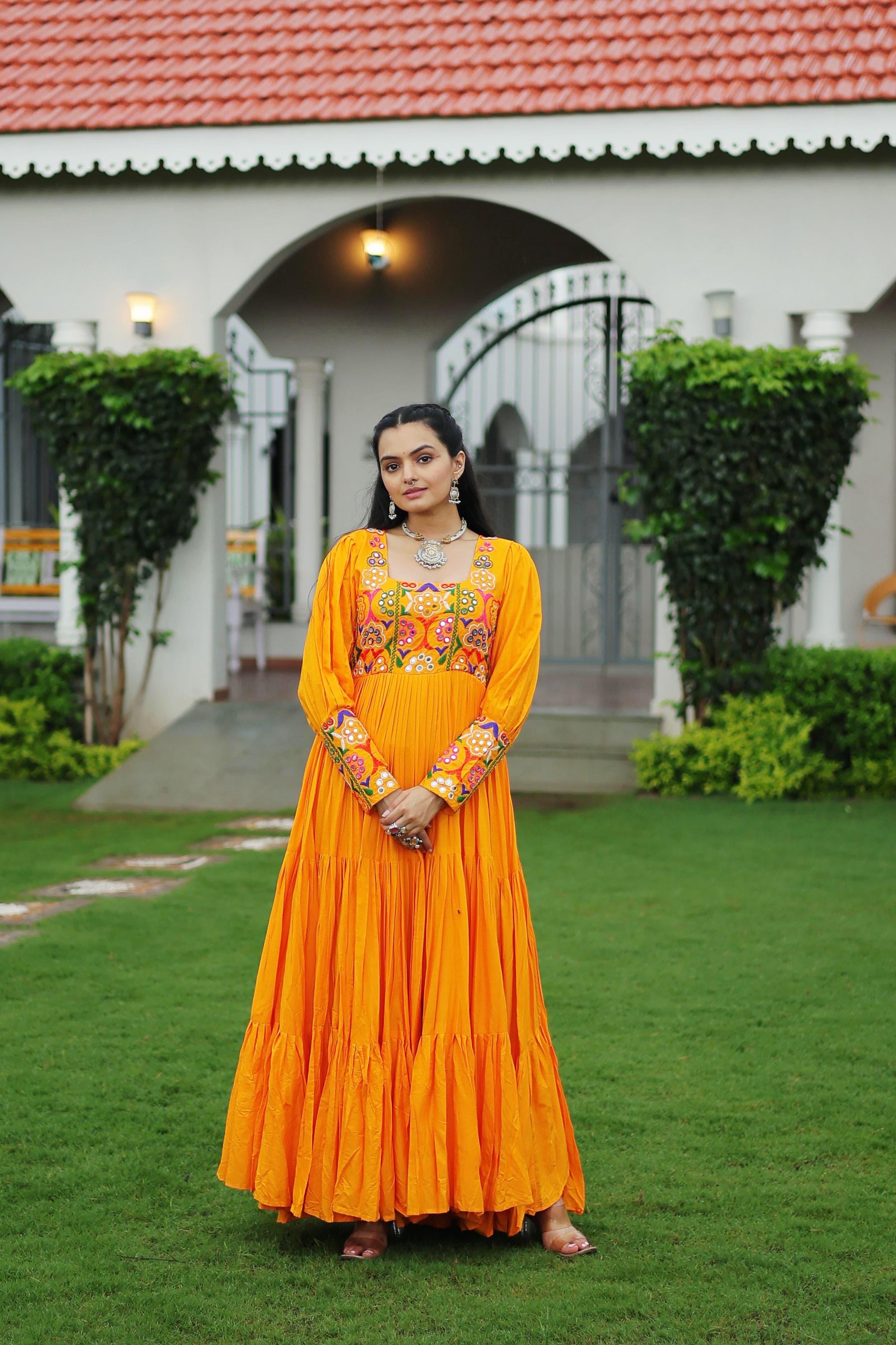 Navratna Mirrorwork Garba Gown