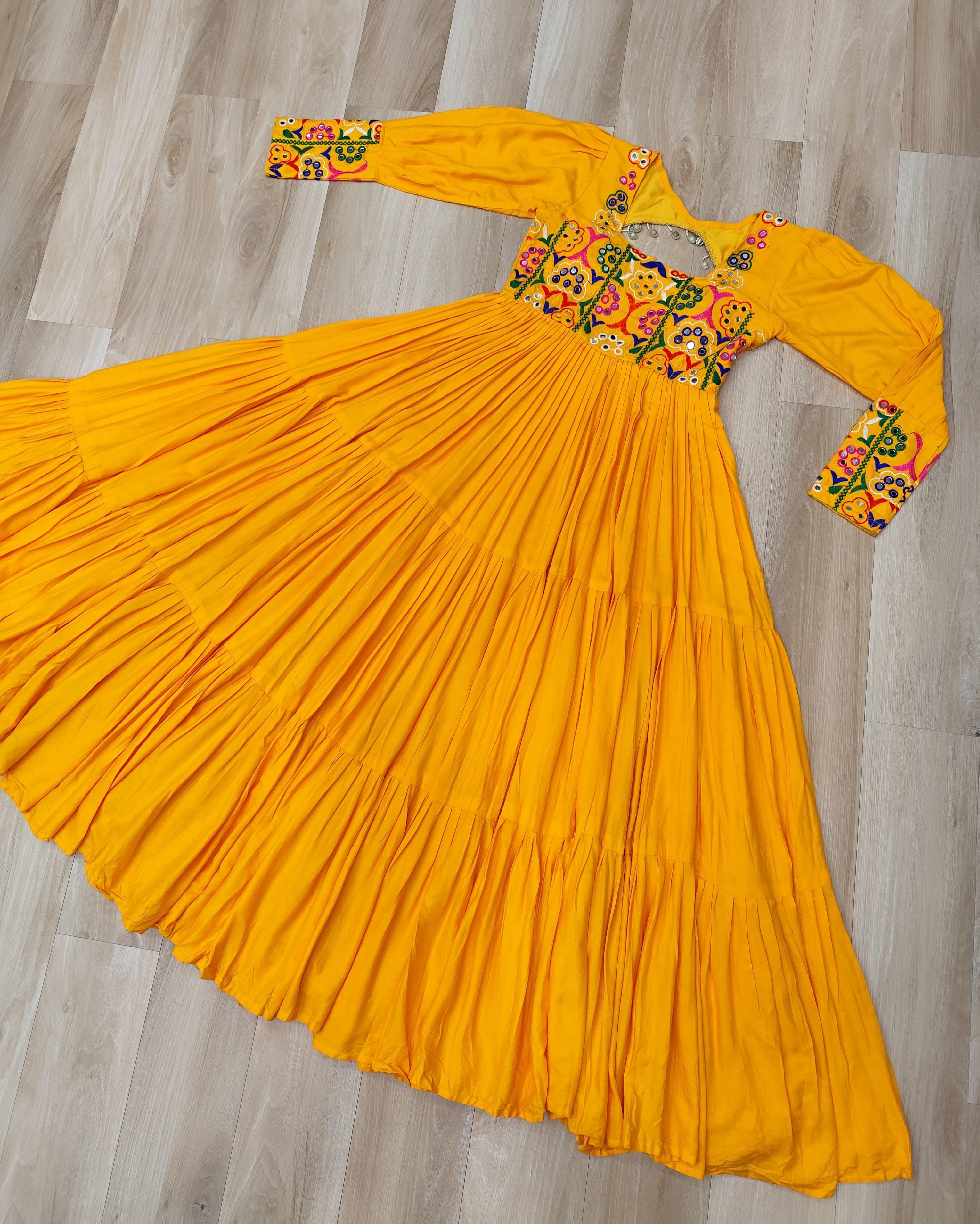 Navratna Mirrorwork Garba Gown