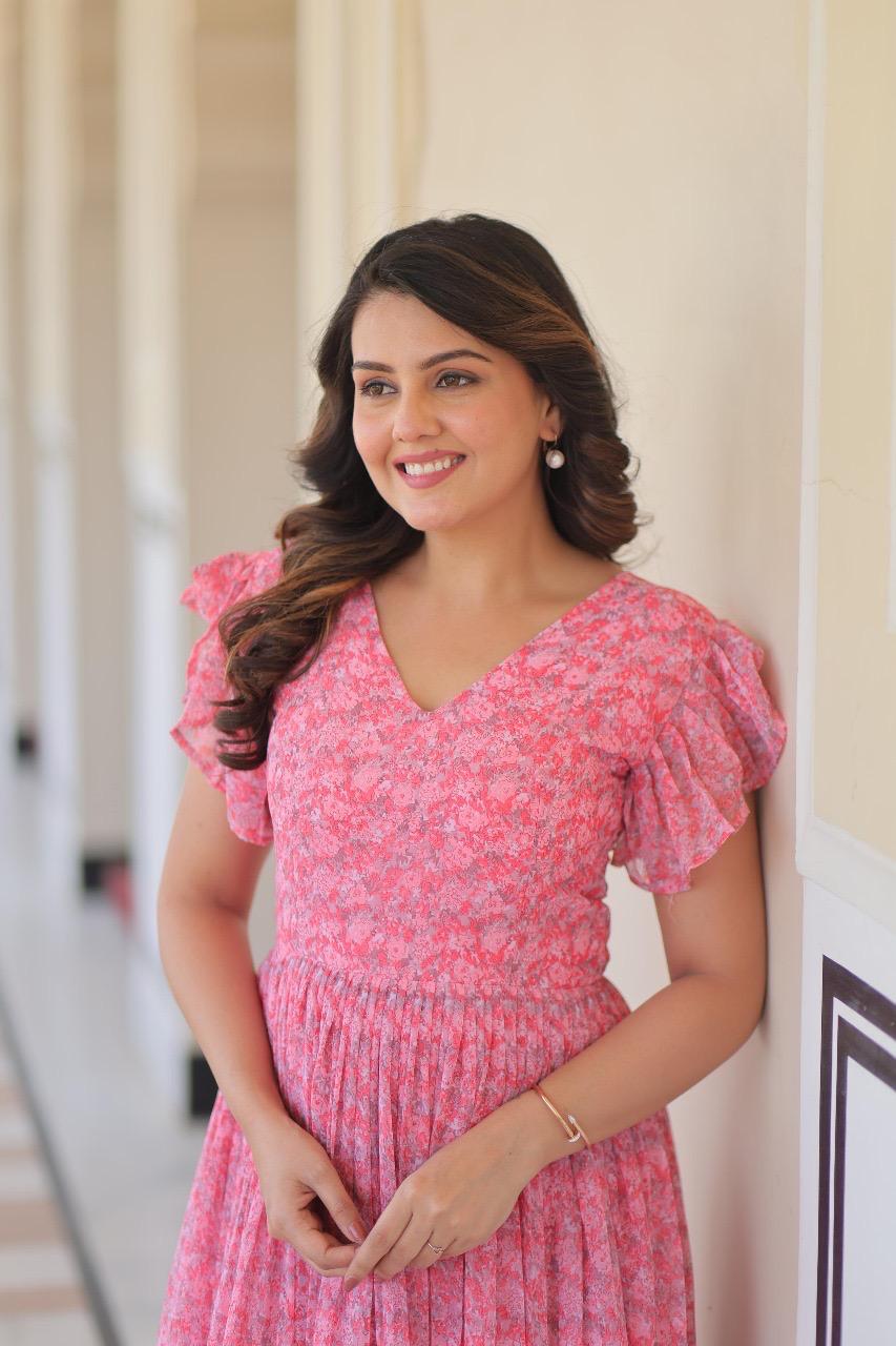 Soft Pink Ruffle Maxi Dress