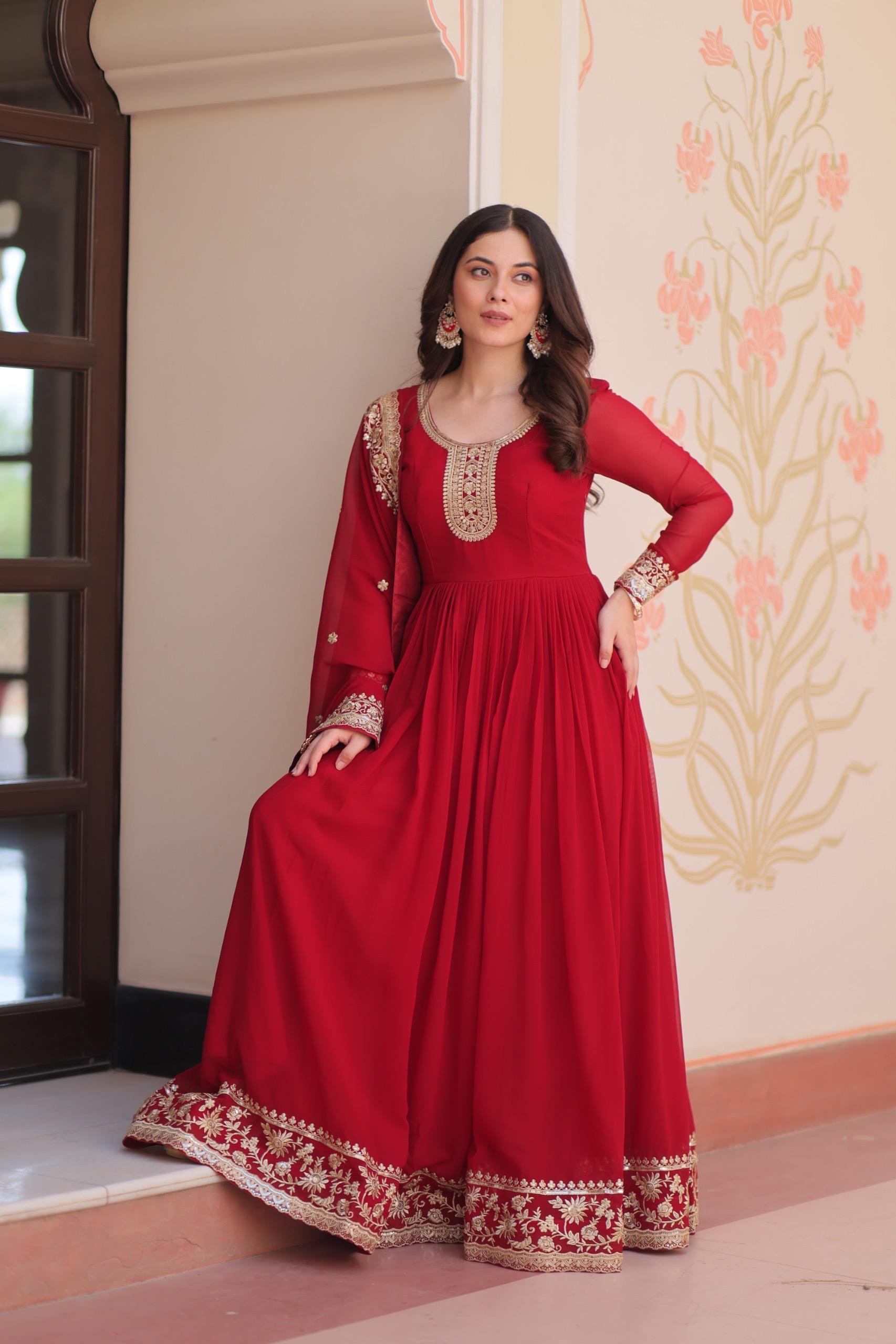 Elegant  Anarkali Suit with Embroidered Dupatta